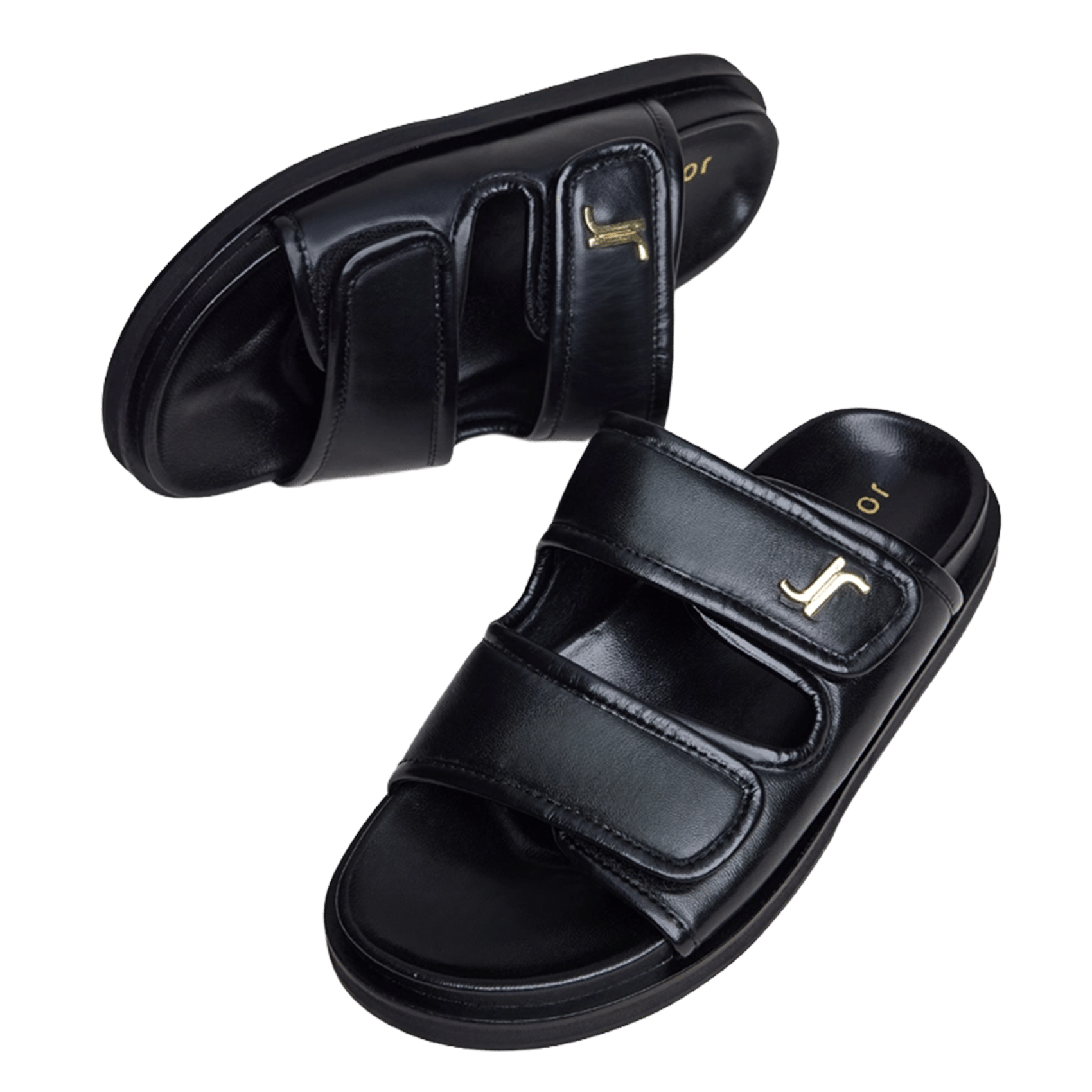 Sandales plates en cuir win JONAK Noir