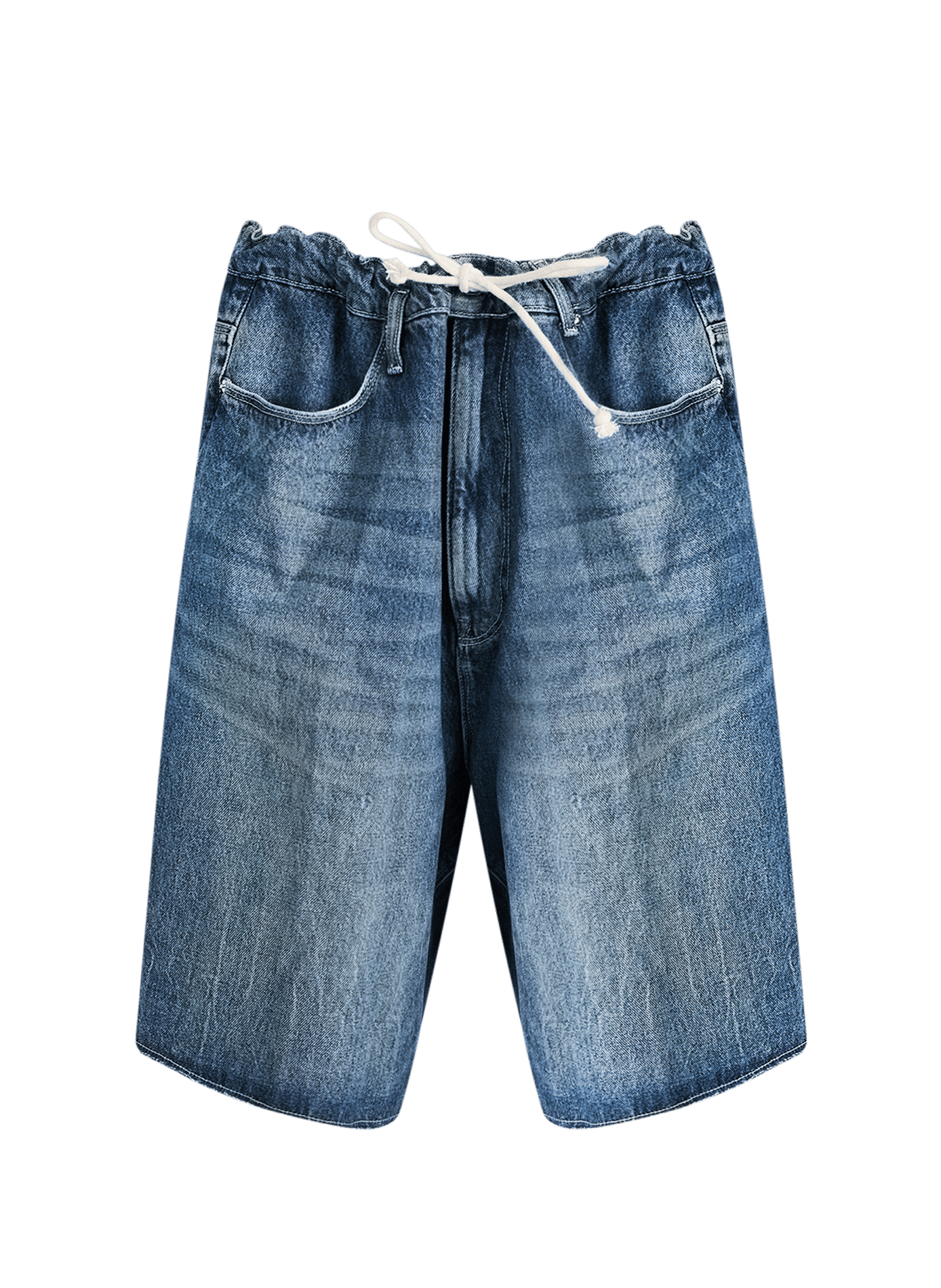 Short droit en denim de coton CAMIEL FORTGENS Bleu