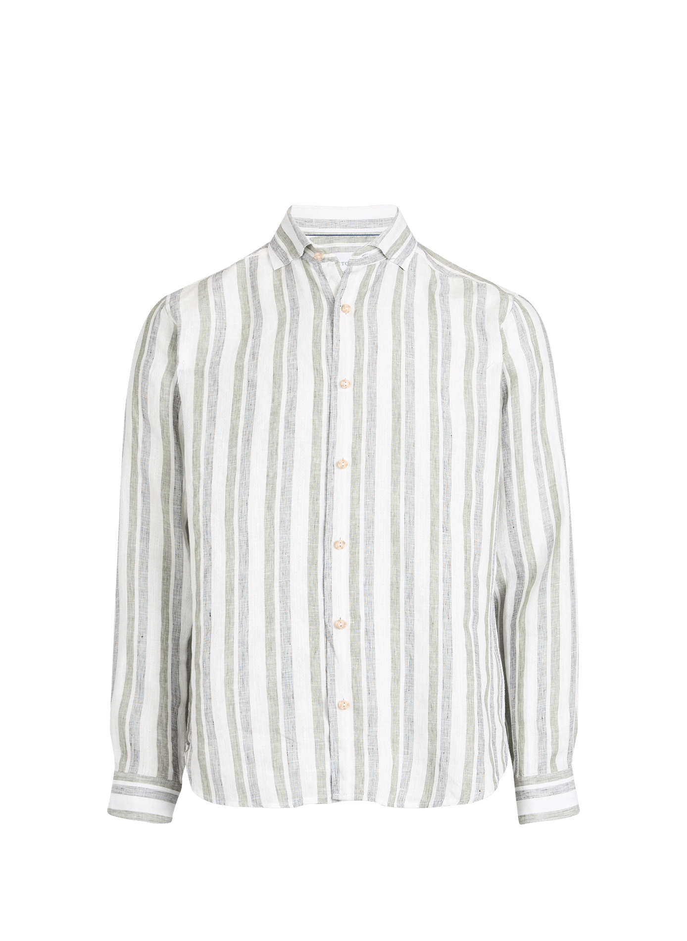 Striped straight linen shirt ETON Khaki