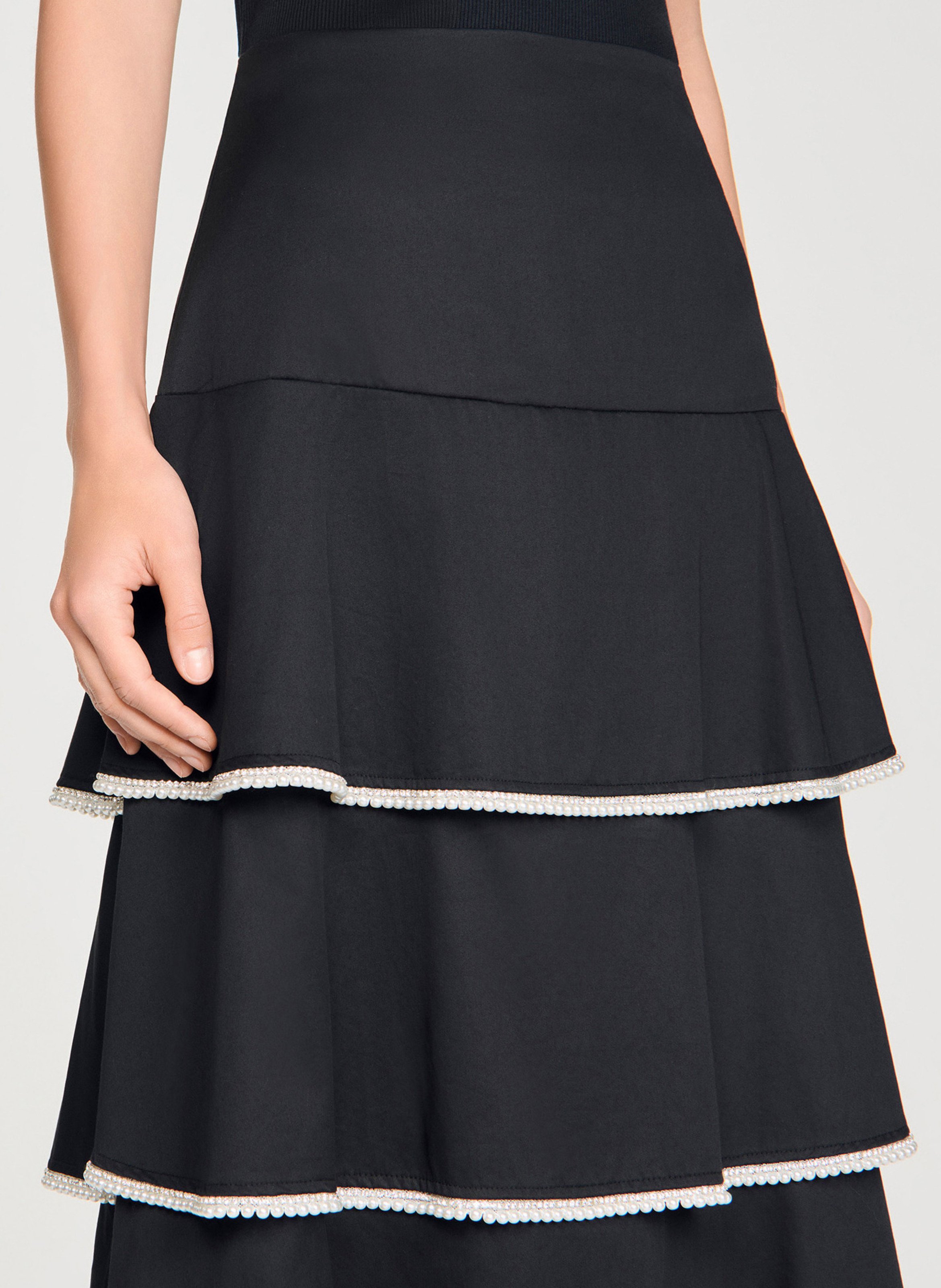 Jupe longue en coton SANDRO Noir