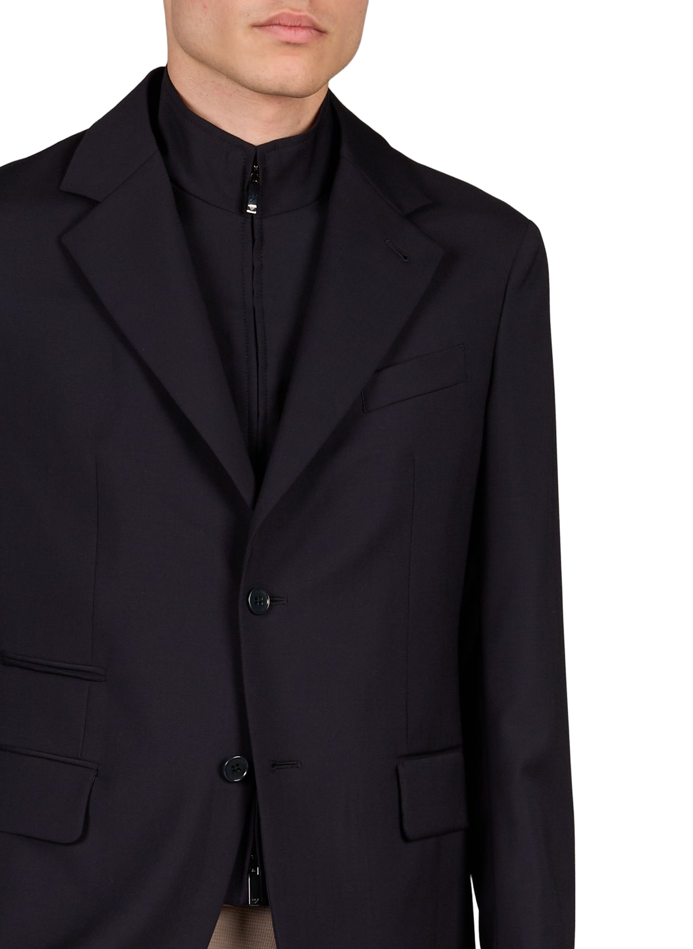 Jacke mit Innenweste aus reiner Wolltuch EMPORIO ARMANI Blau