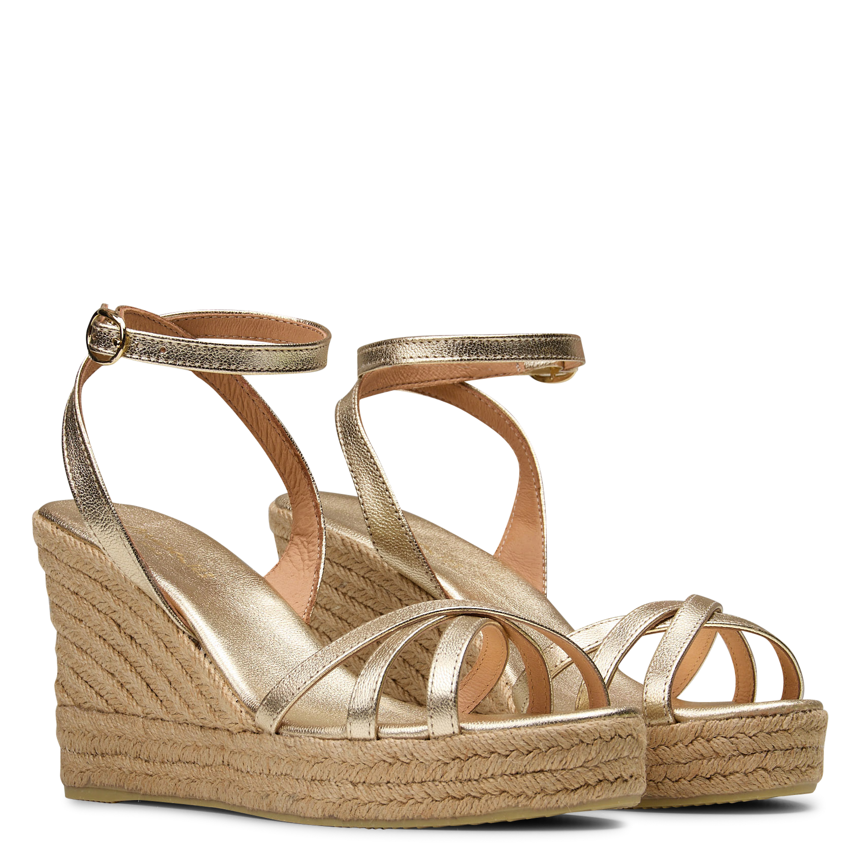 Sandales compensées en cuir métallisé scarlette MAISON 123 Doré