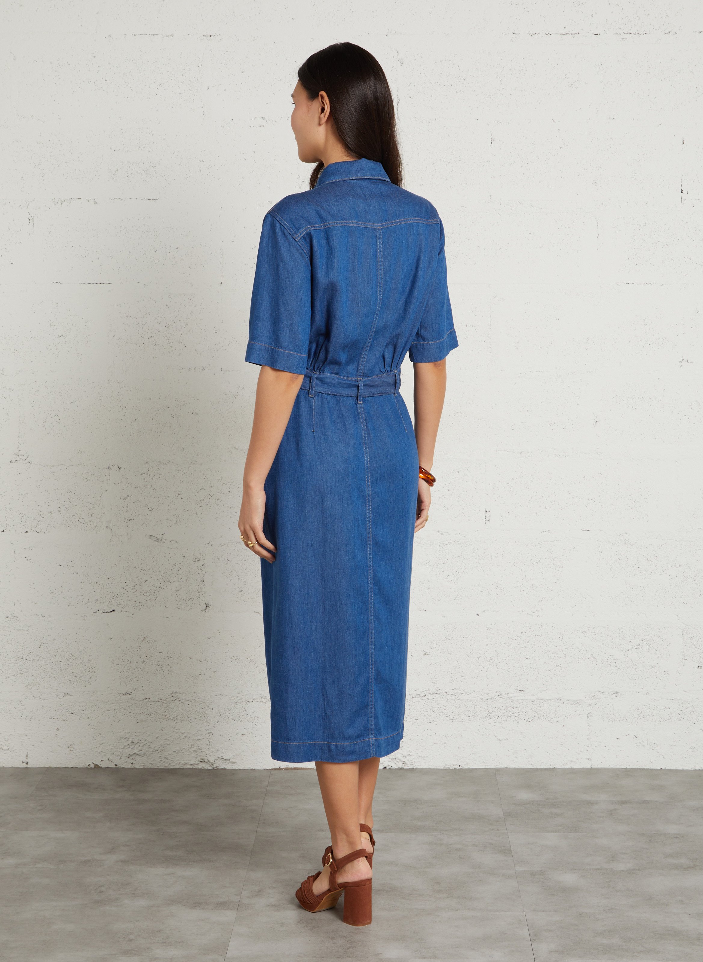 Robe midi en jean bruna Bleu