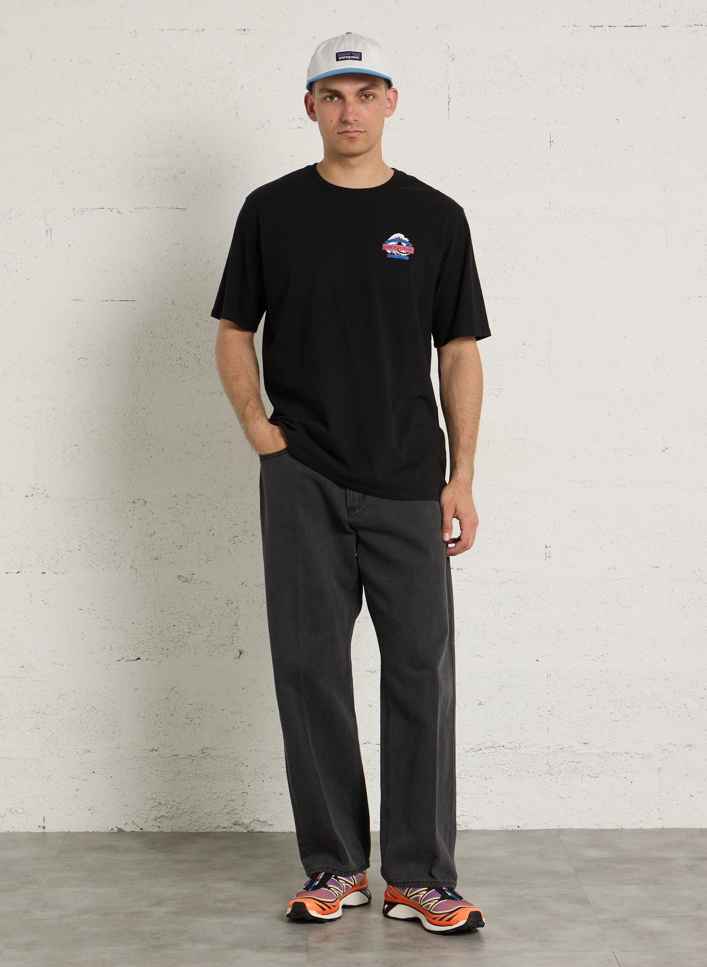 Straight round-neck t-shirt in blended recycled cotton PATAGONIA Black