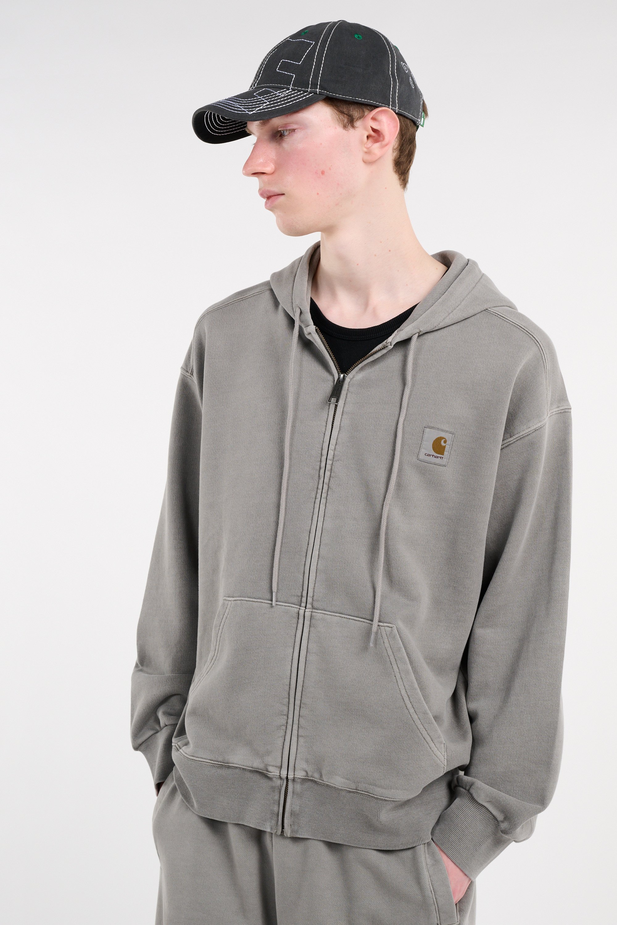 Hoodie zippé hooded nelson CARHARTT WIP Gris