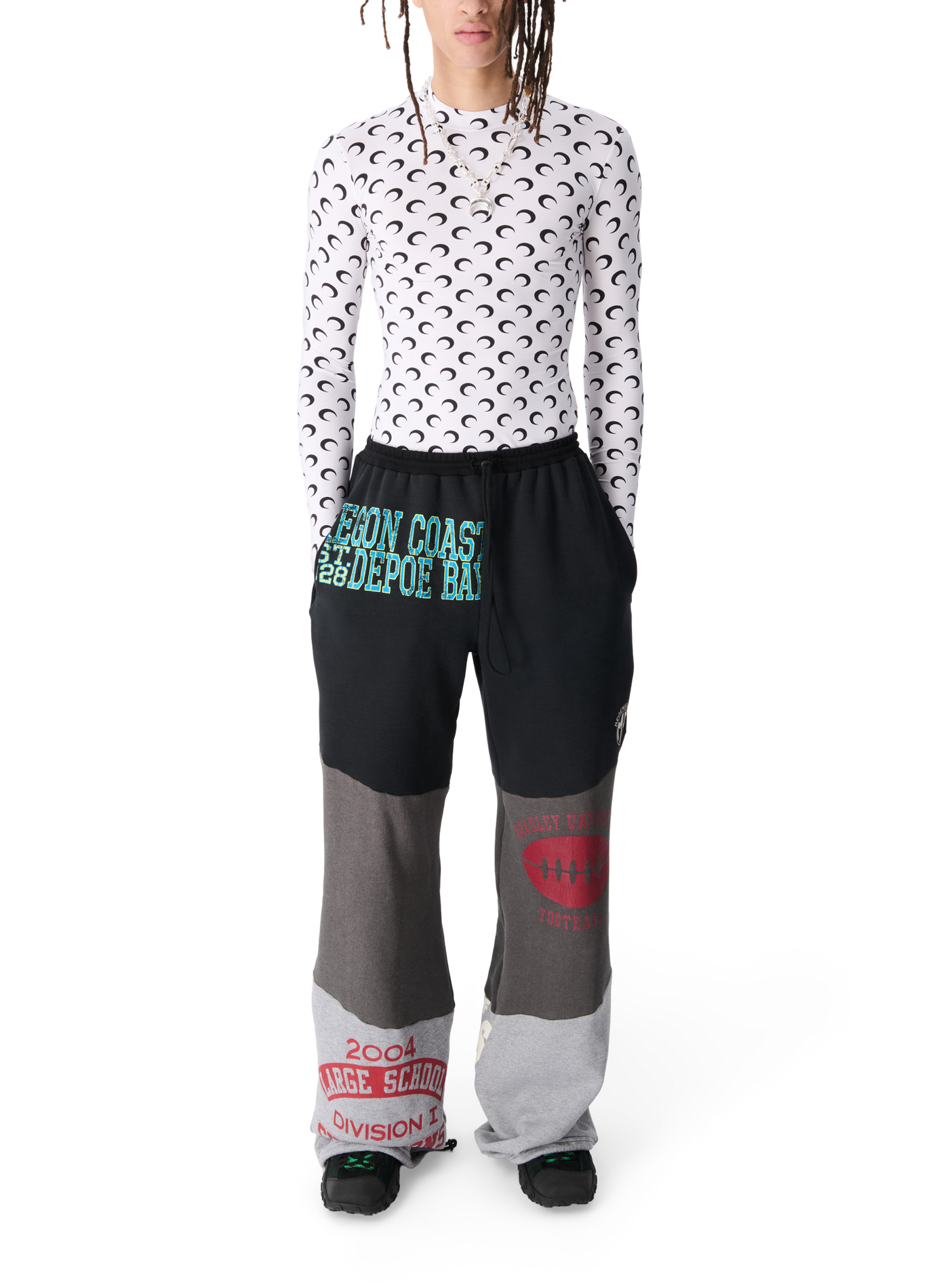 Haut à manches longues en jersey second skin regenerated all over moon MARINE SERRE Blanc