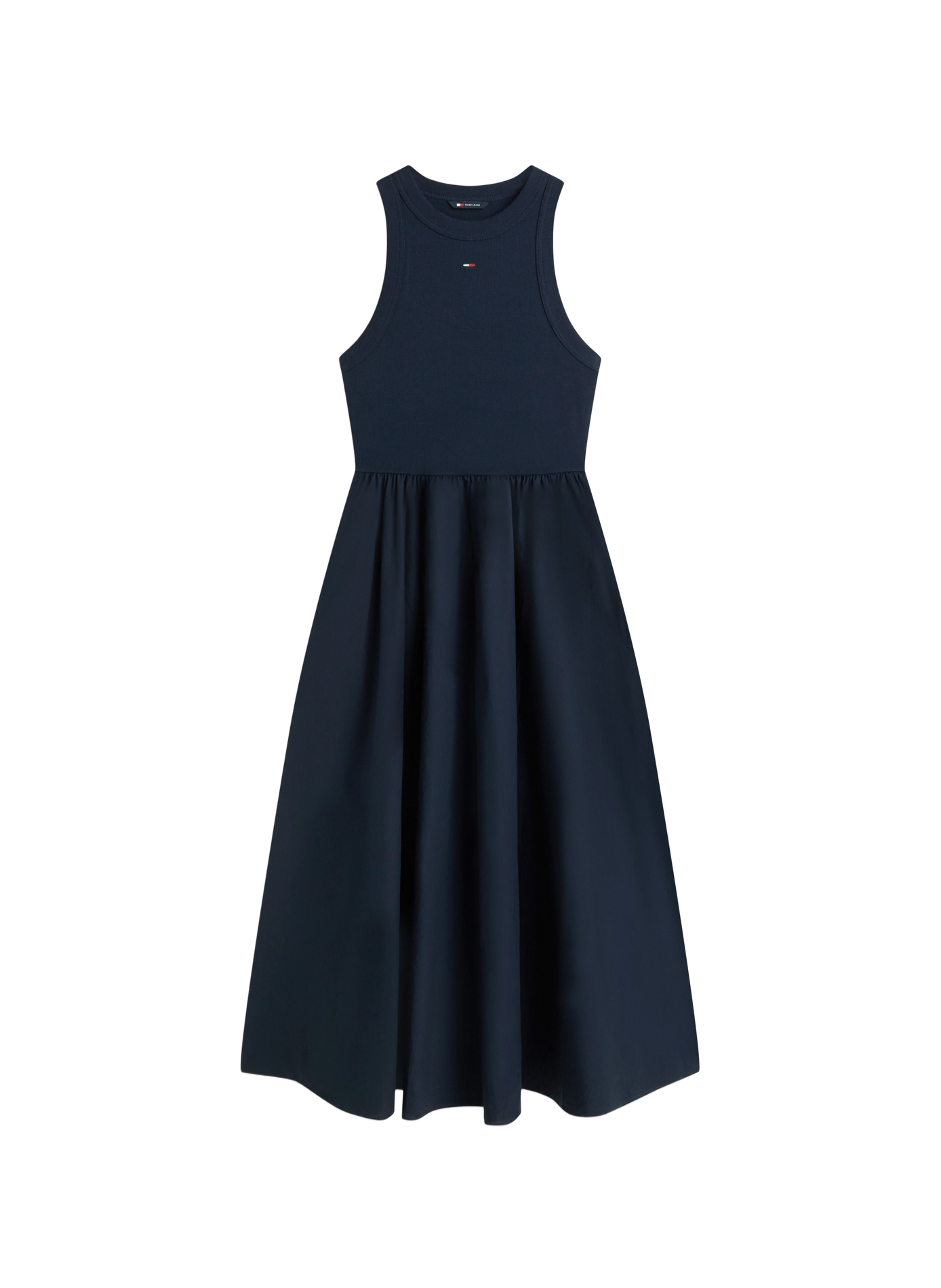 Robe débardeur longue slim en popeline en coton TOMMY HILFIGER Bleu