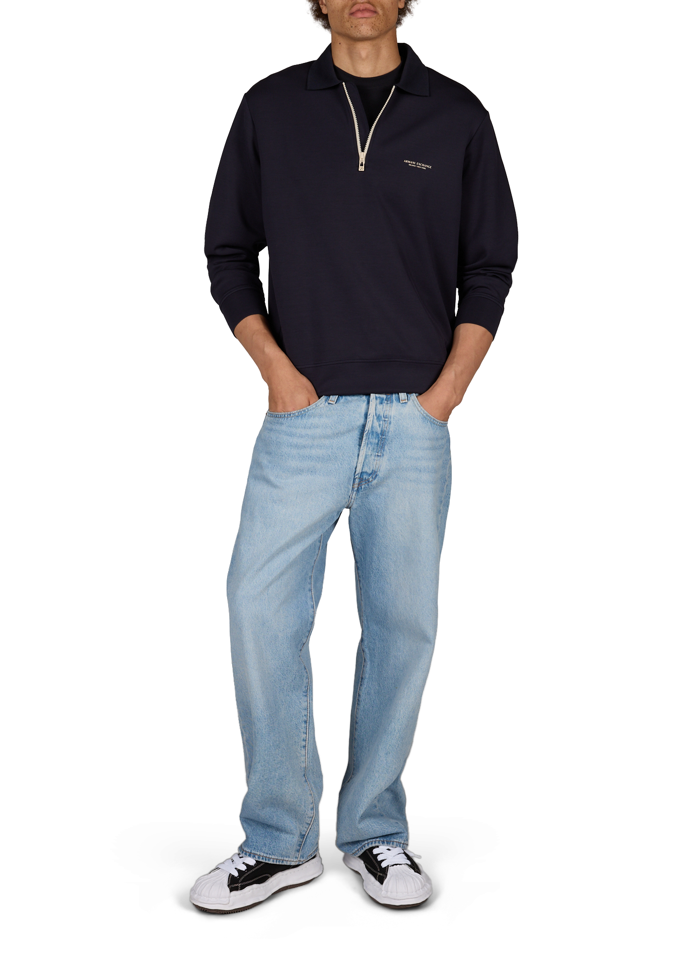 Zip-neck sweatshirt with logo ARMANI EXCHANGE Blue