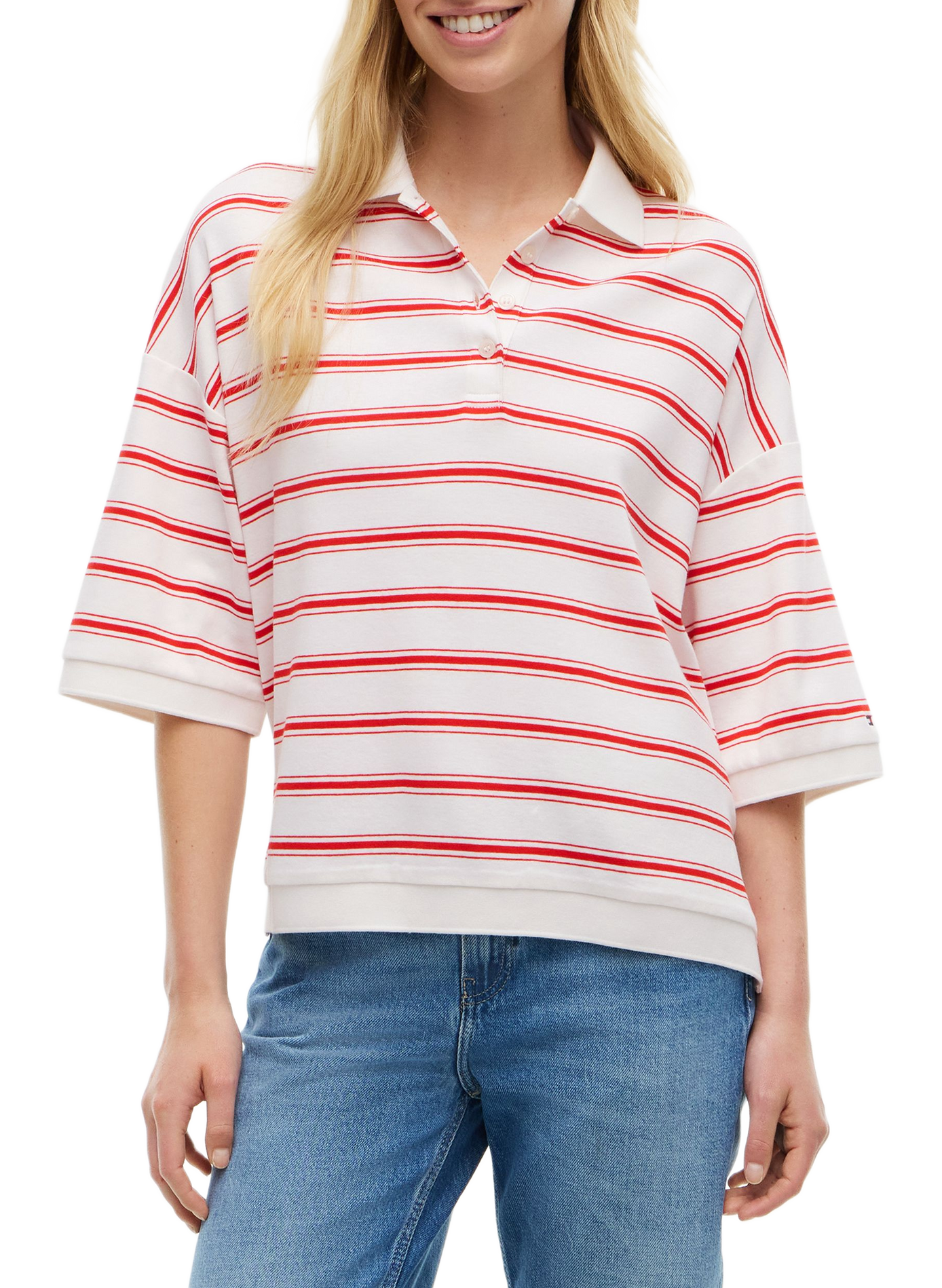Oversized polo with horizontal stripes in cotton TOMMY HILFIGER Multicolour