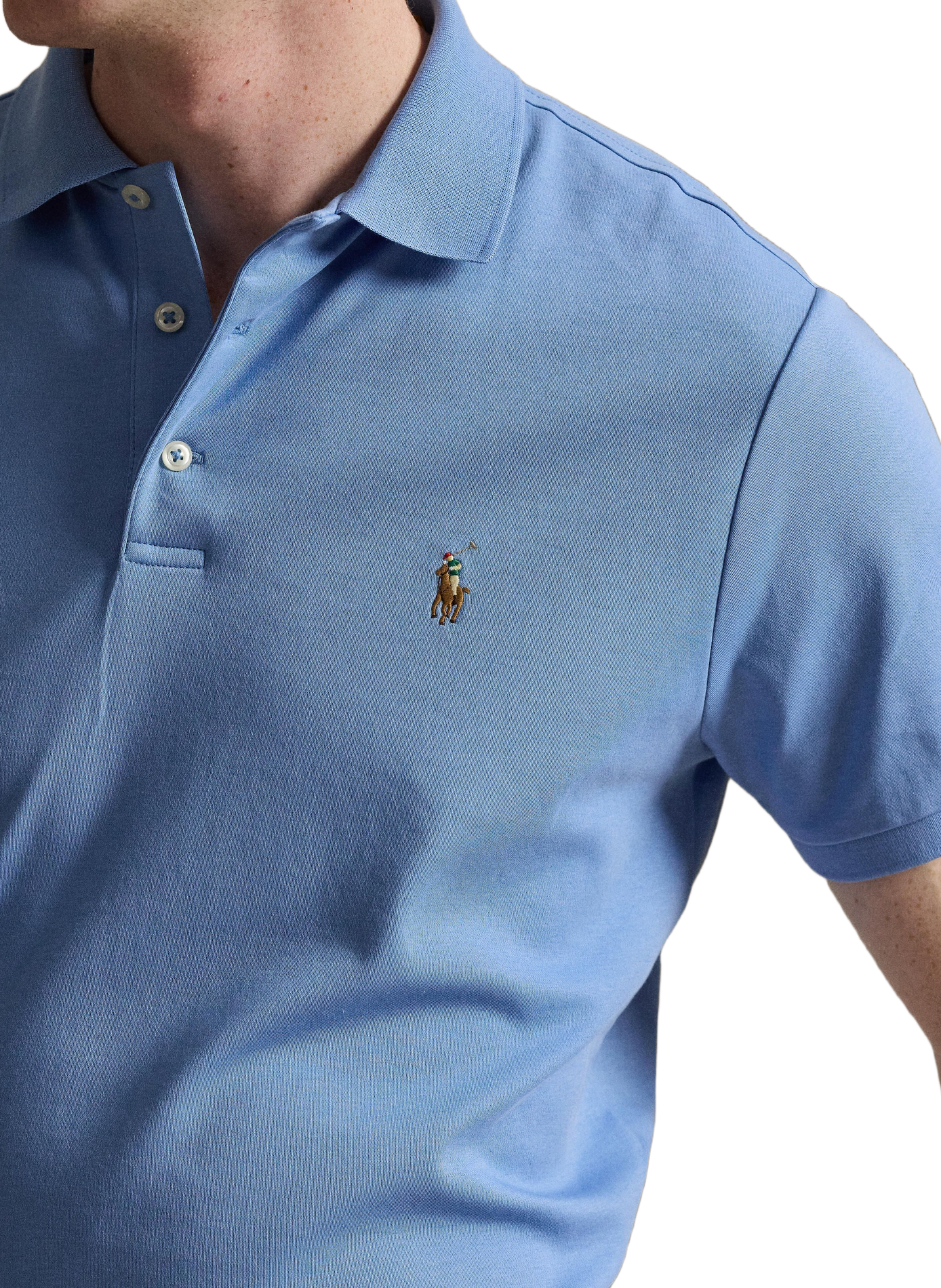 Polo droit en piqué de coton POLO RALPH LAUREN Bleu