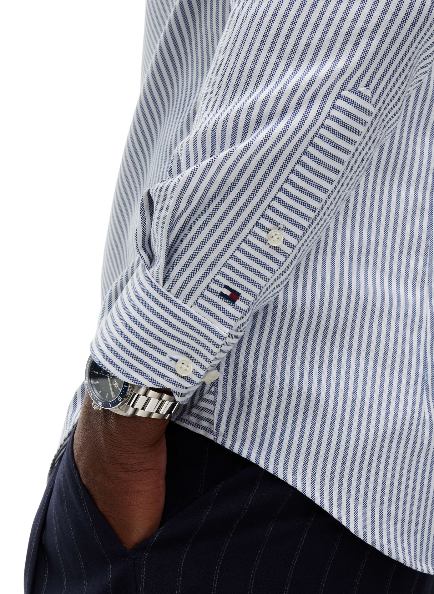 Chemise droite à rayures en coton TOMMY HILFIGER Multicolour