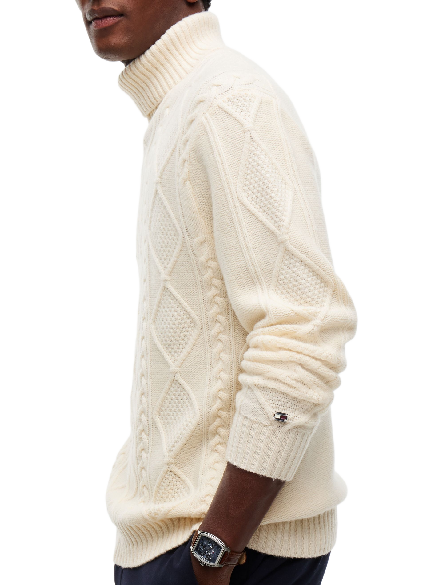 Straight-fit turtleneck sweater in cashmere and wool TOMMY HILFIGER White