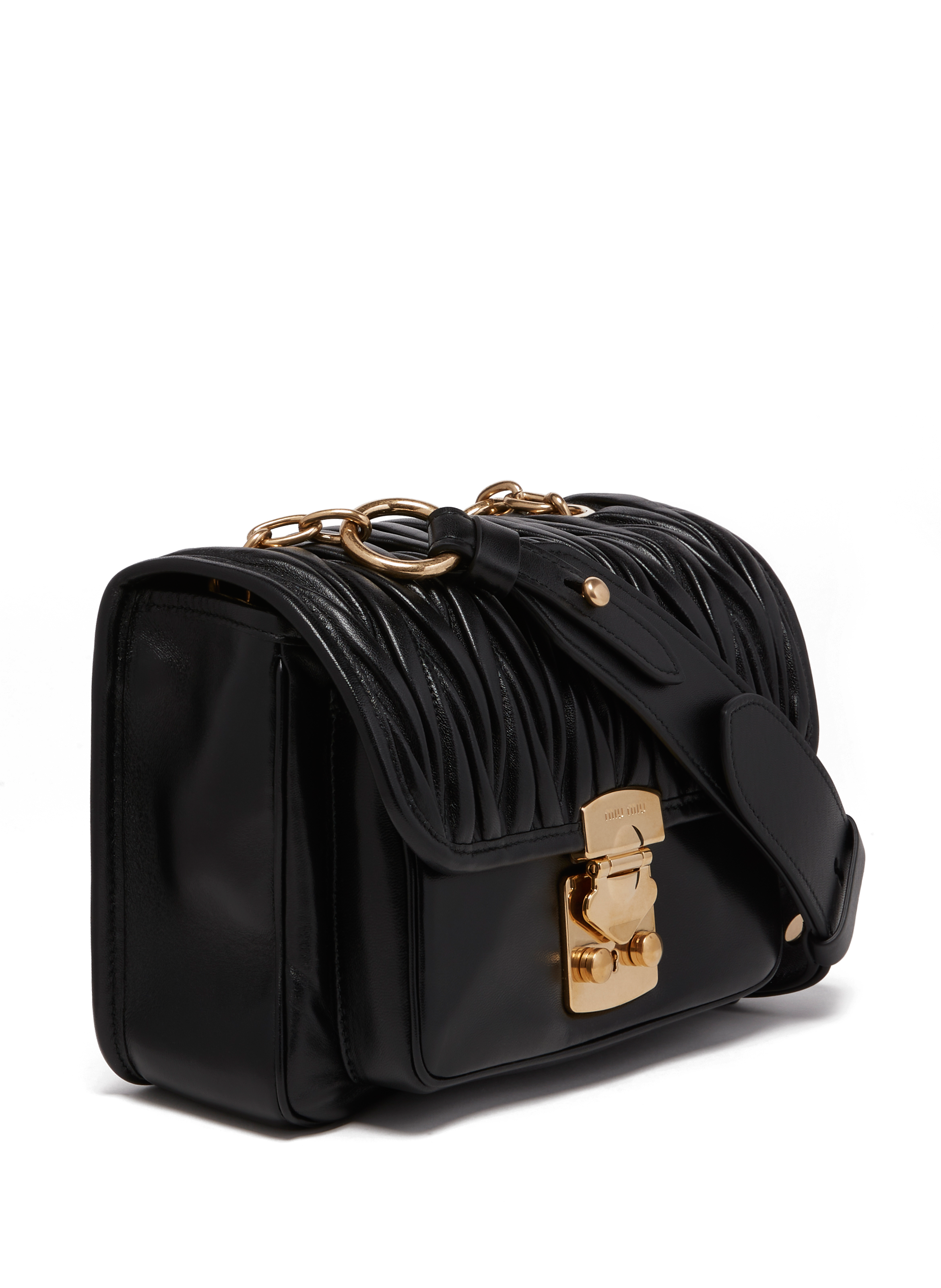 Sac à bandoulière à rabat matelassé en cuir d'agneau