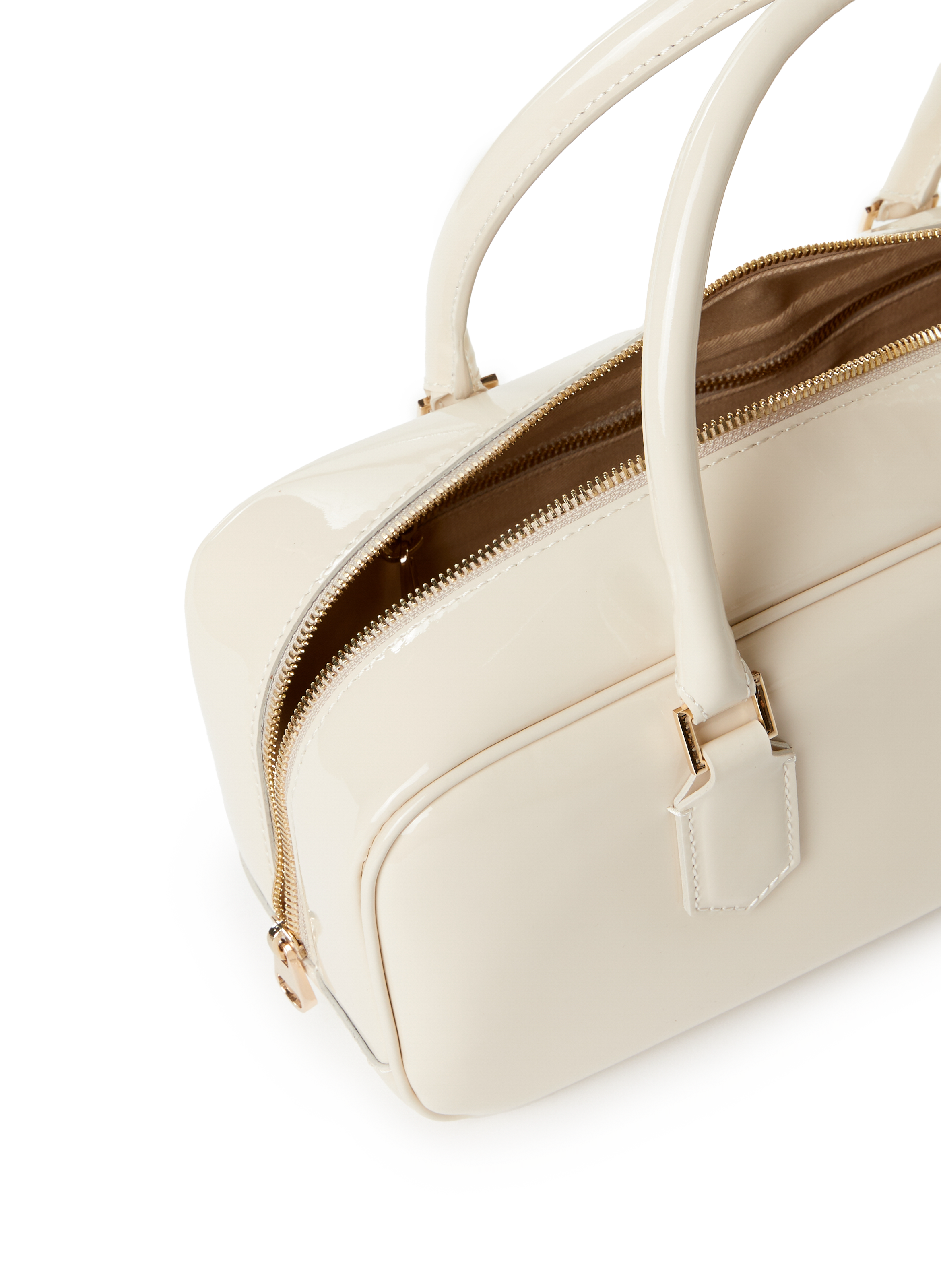 Sac à main Fling S en cuir verni Beige