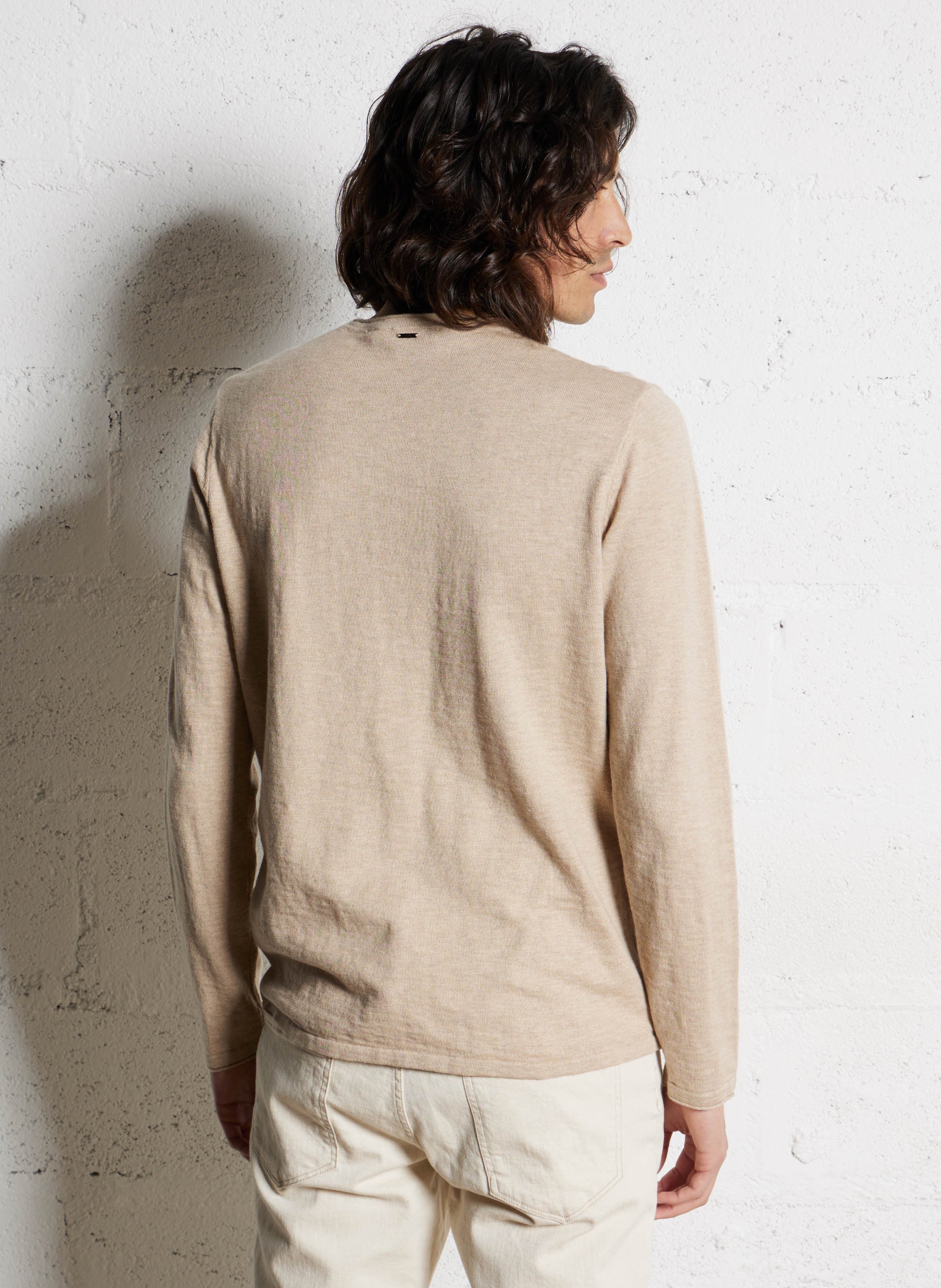 Pull droit en coton IKKS Beige