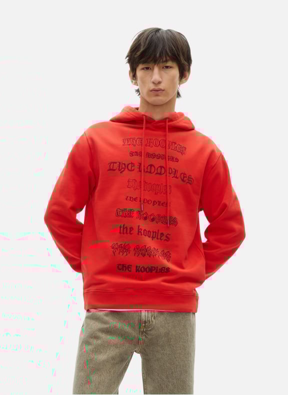 Sweatshirt à capuche avec sérigraphie Rouge by THE KOOPLES THE KOOPLES Sweatshirt à capuche avec sérigraphie Rouge