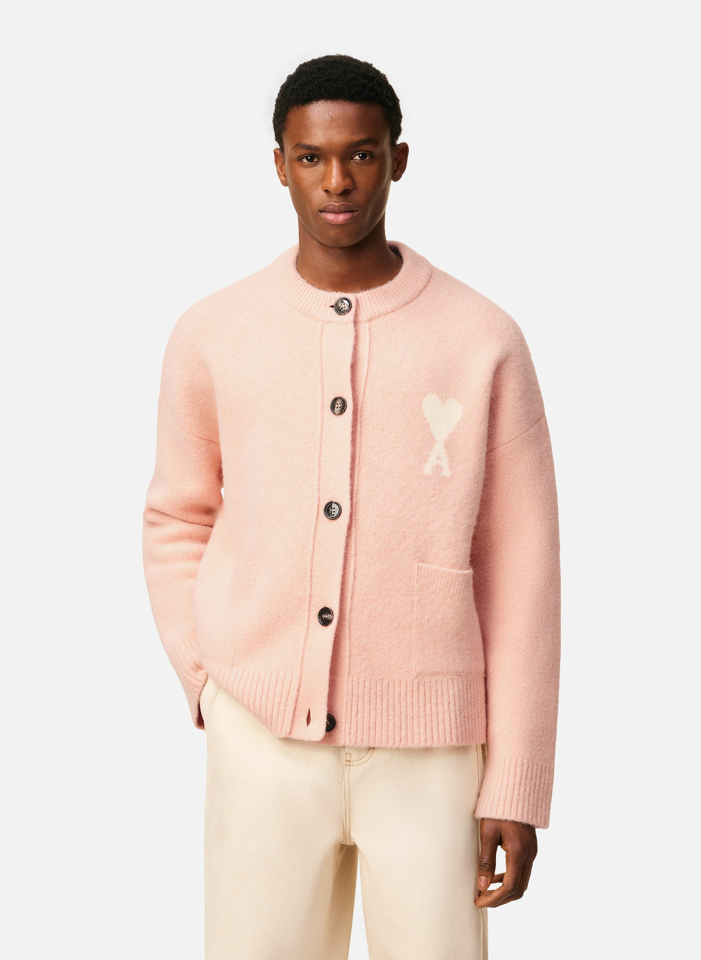 Cardigan ami de coeur en alpaga unisexe AMI PARIS Rose