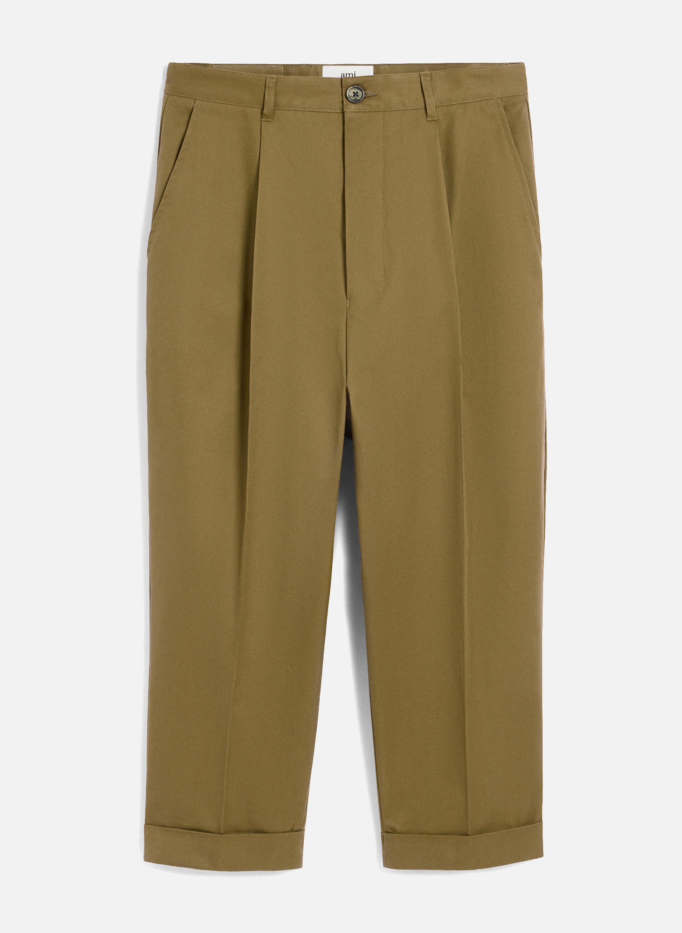 Pantalon carotte coupe oversize en coton AMI PARIS Vert