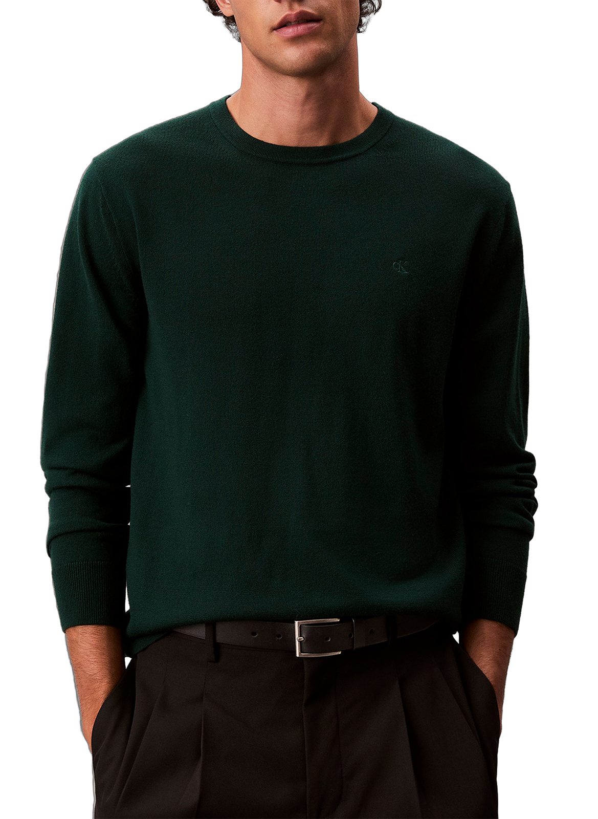 CALVIN KLEIN Pull en laine mérinos Vert