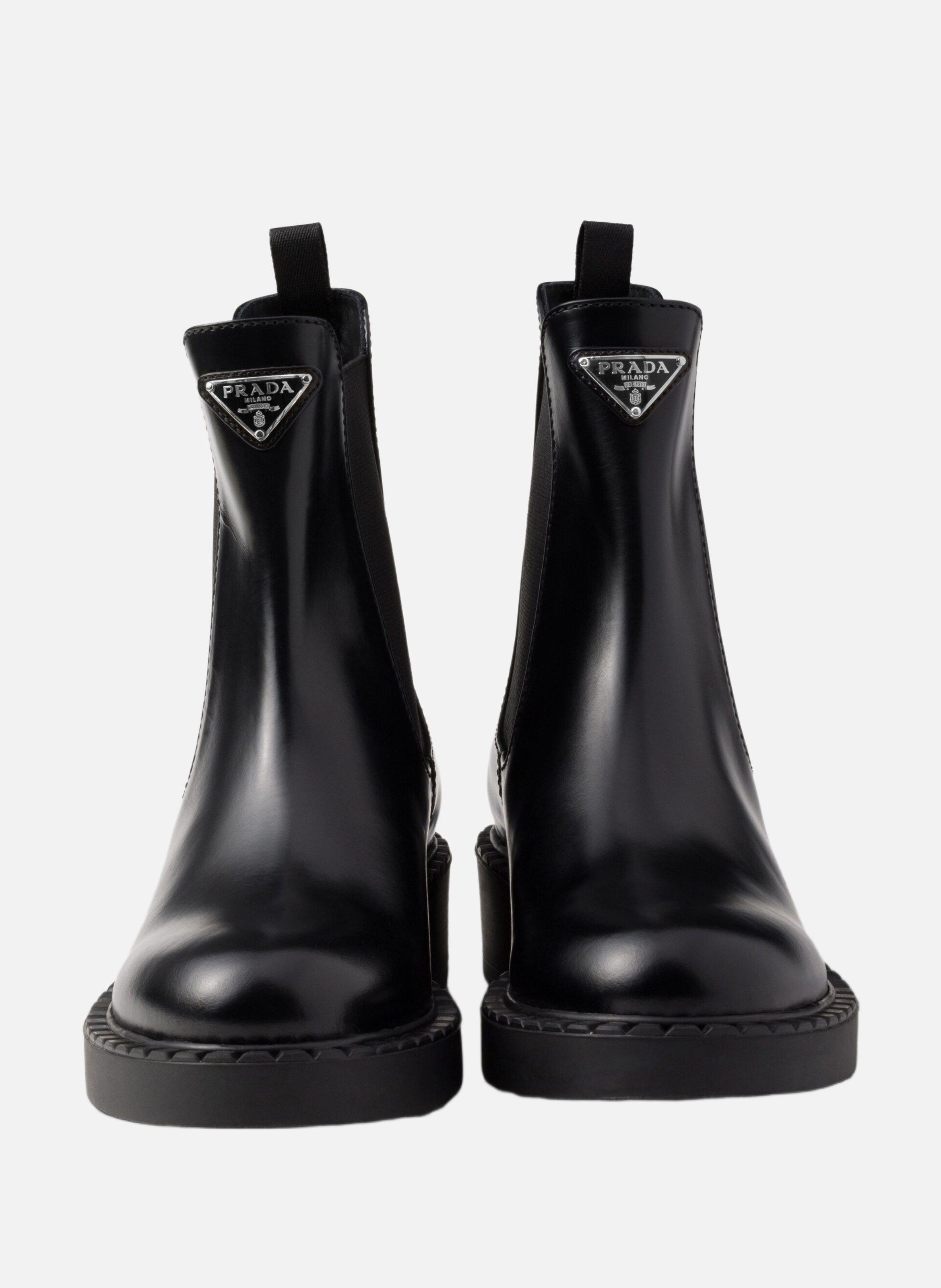 Bottines en cuir brossé PRADA Noir