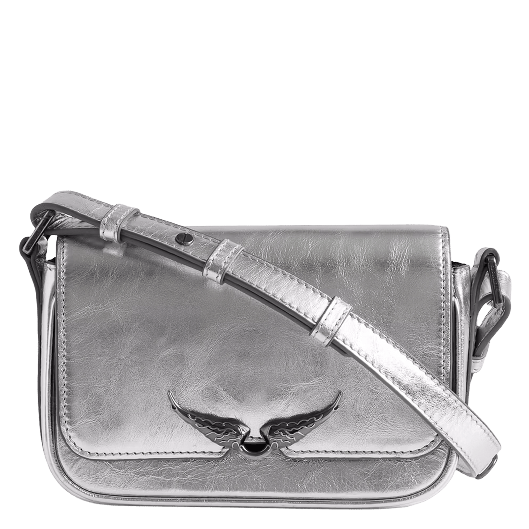 Sac bandoulière en cuir métallisé le zazi ZADIG&VOLTAIRE Gris