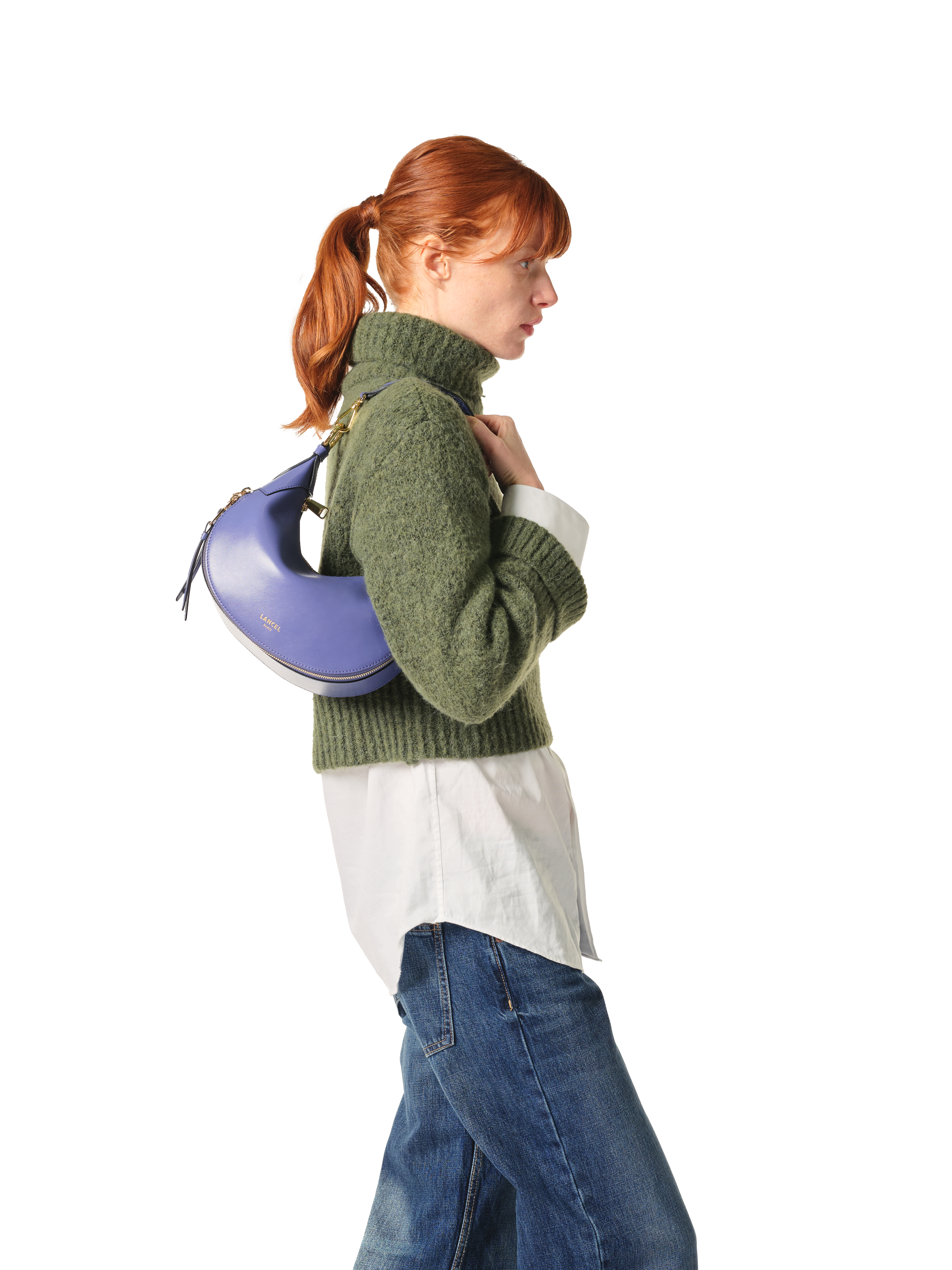 Sac hobo zippé s origami de lancel en cuir LANCEL Blauw