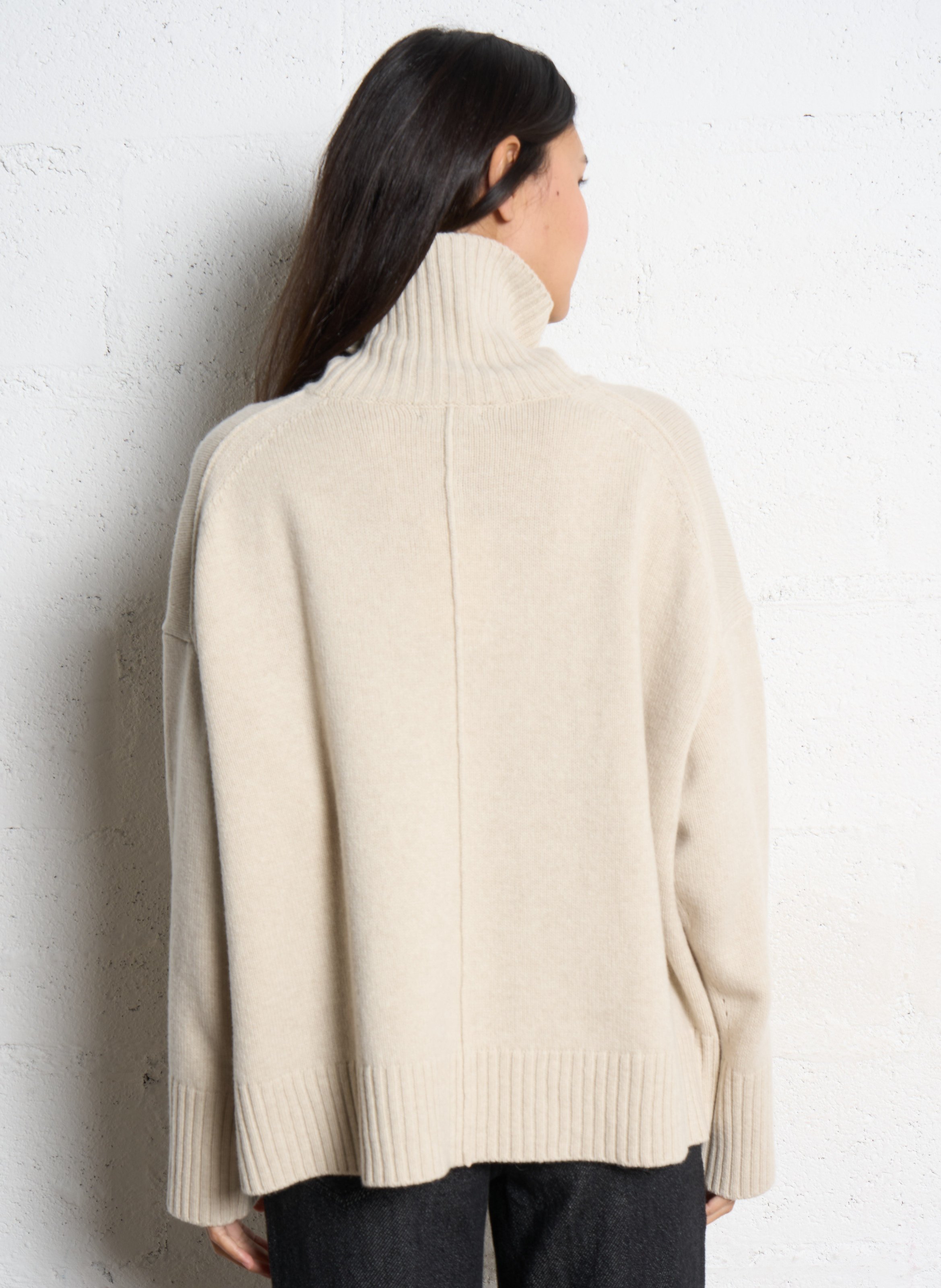 Pull col roulé oversize en laine william SOEUR Beige