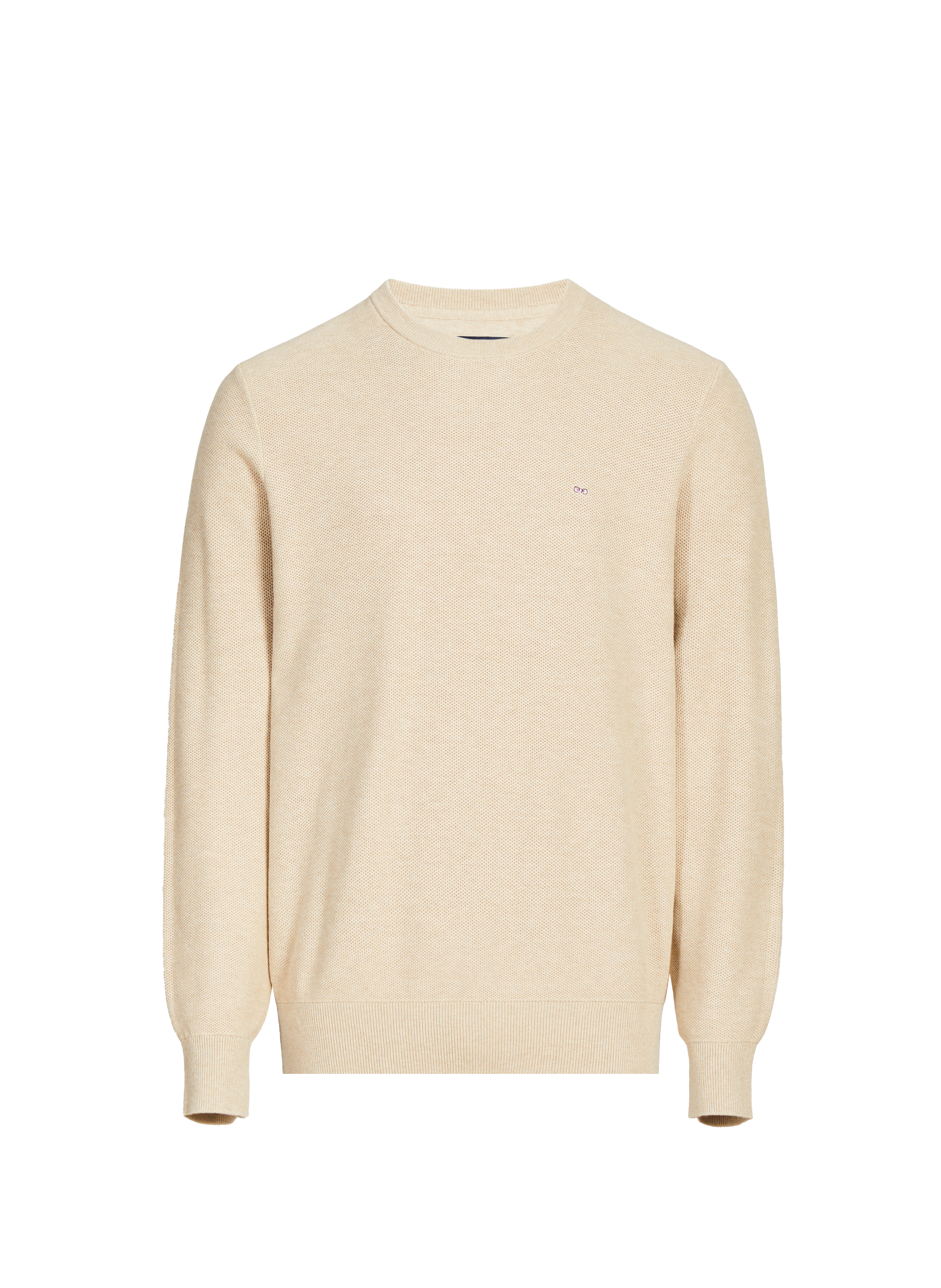 EDEN PARK Round neck sweater with cotton embroidery Beige