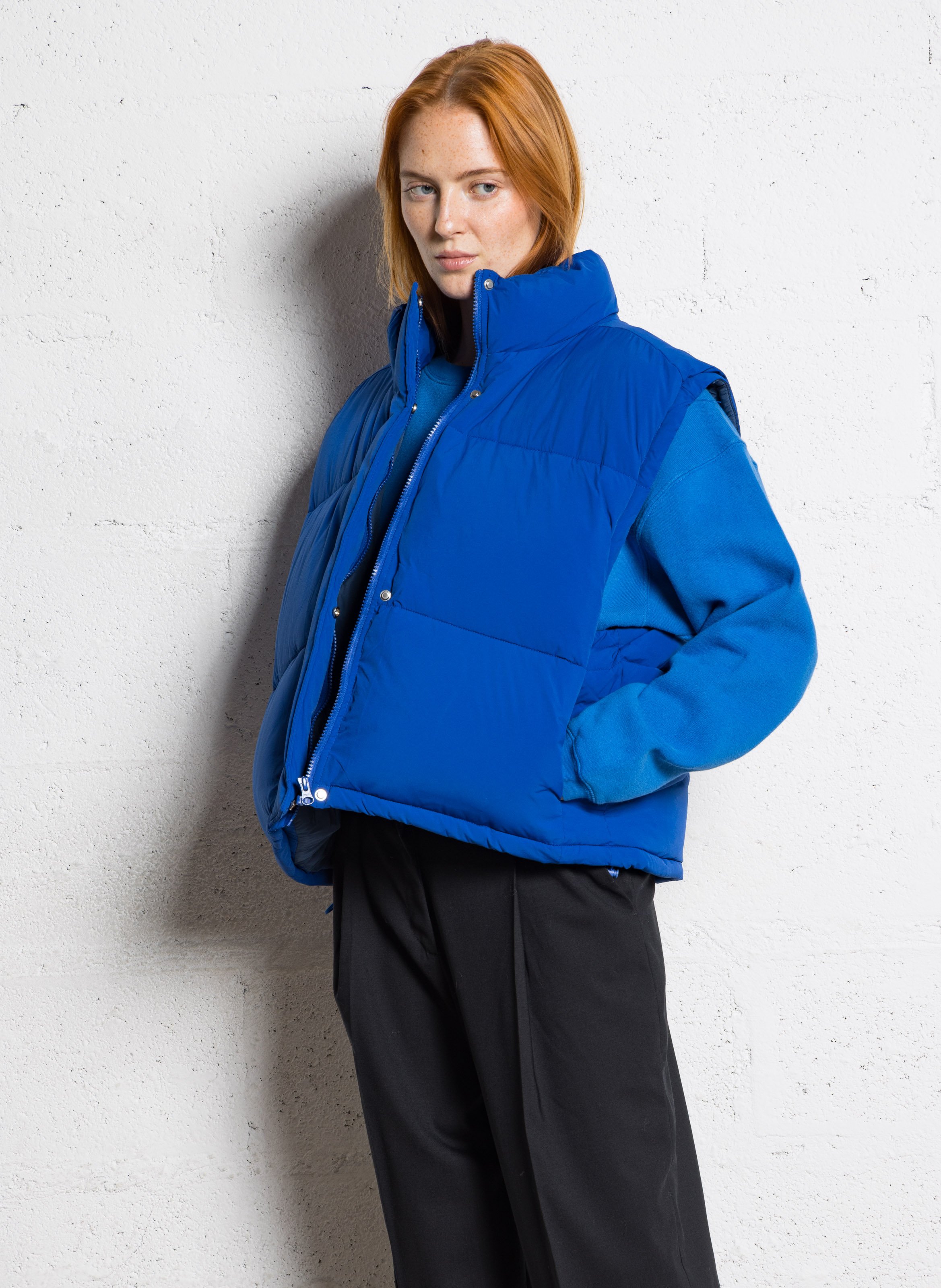 Veste courte matelassée col montant rofy AMERICAN VINTAGE Bleu