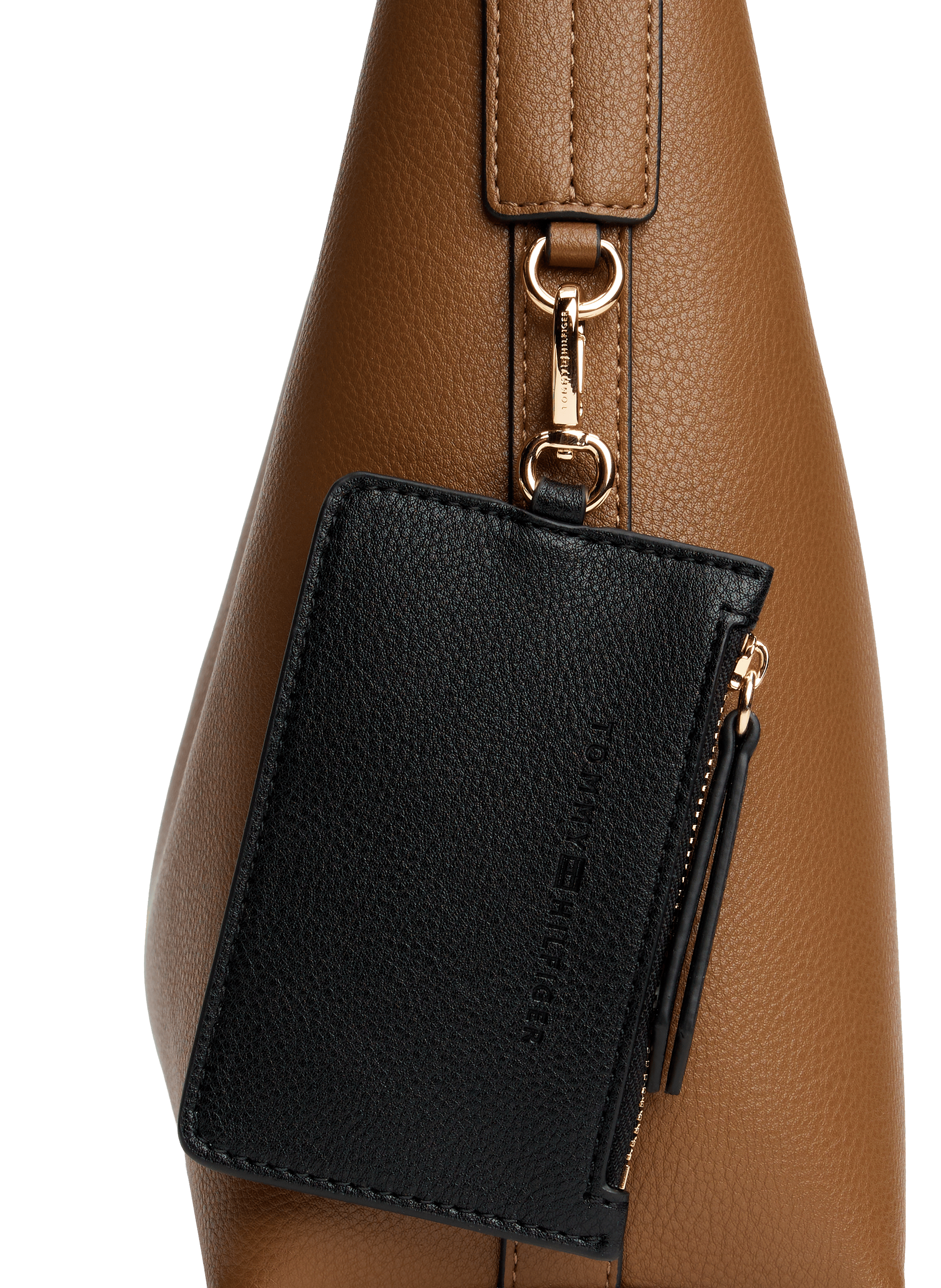 Grained faux leather shoulder bag TOMMY HILFIGER Brown