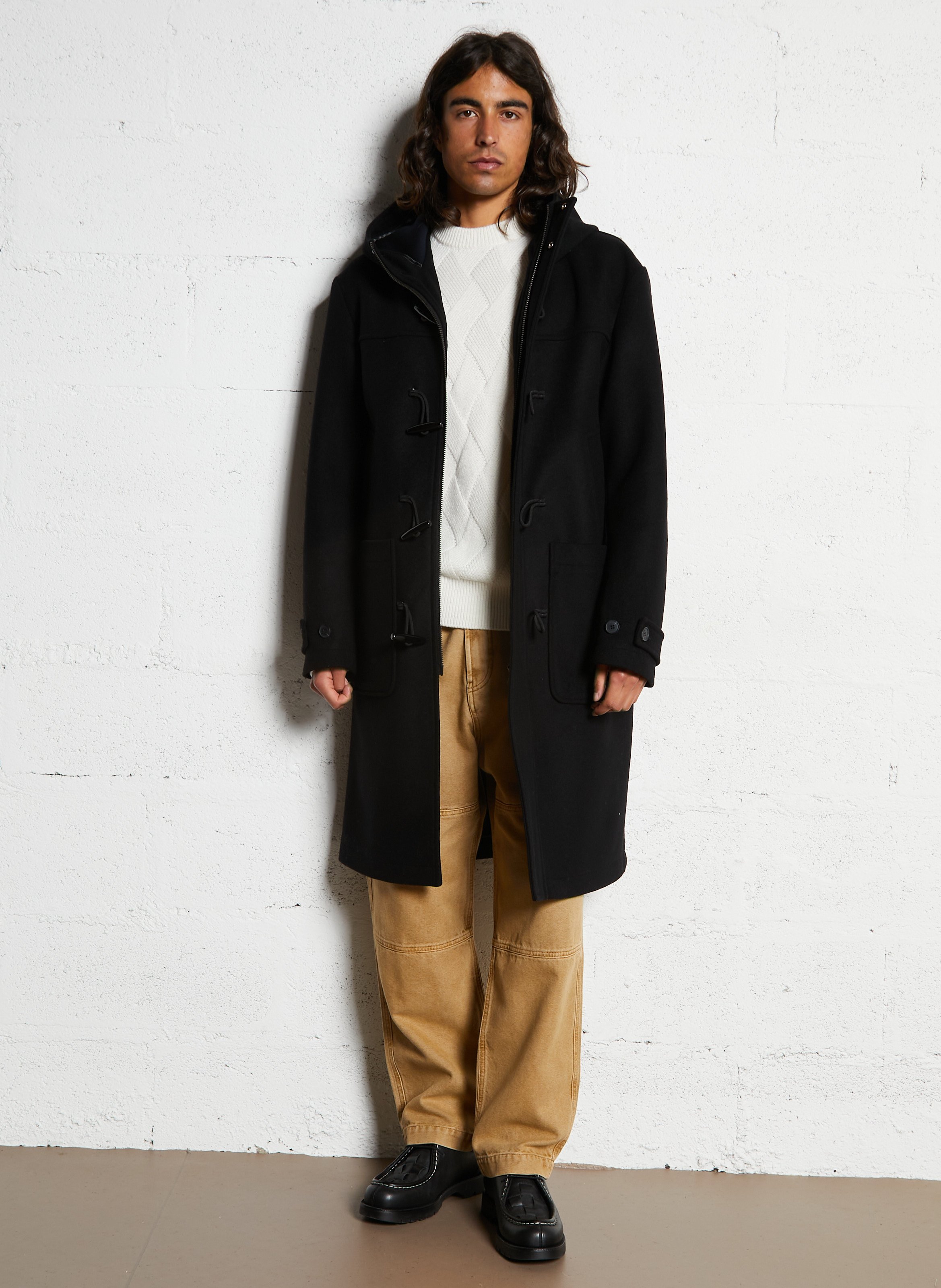 Manteau col montant en laine mélangée IKKS Noir