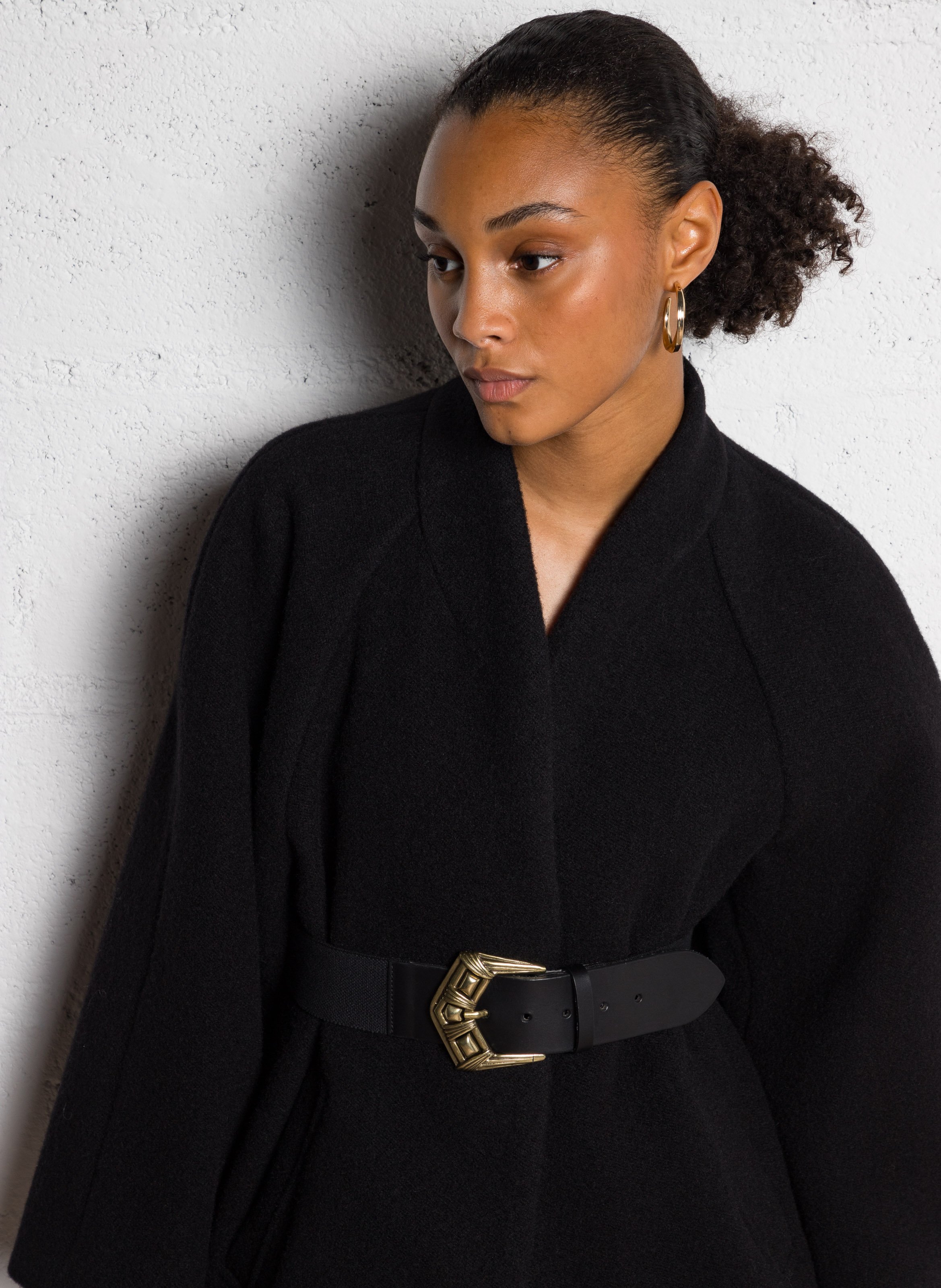 Cape droite col châle en laine hini BA&SH Noir