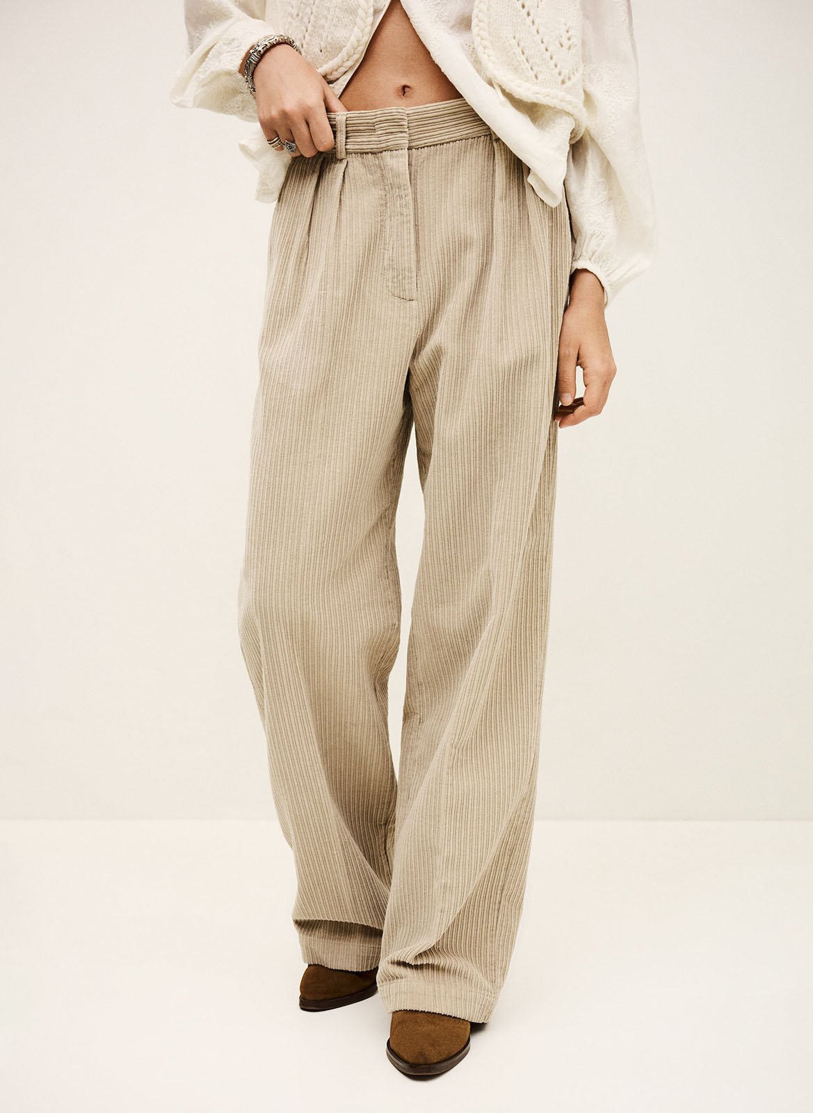 Pantalon large en coton mélangé vanita BA&SH Beige