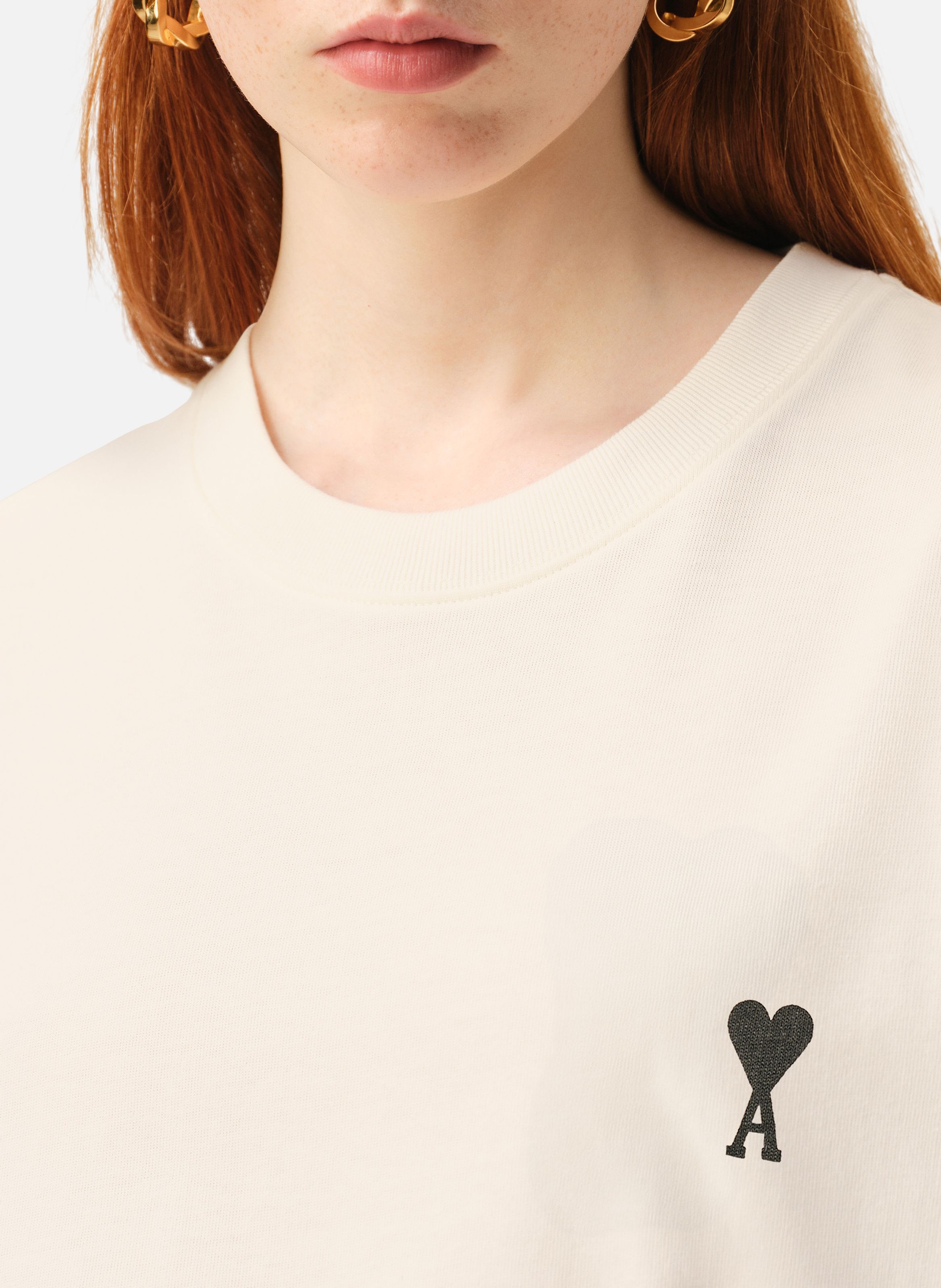 T-shirt imprimé place des victoires unisexe en coton AMI PARIS Blanc