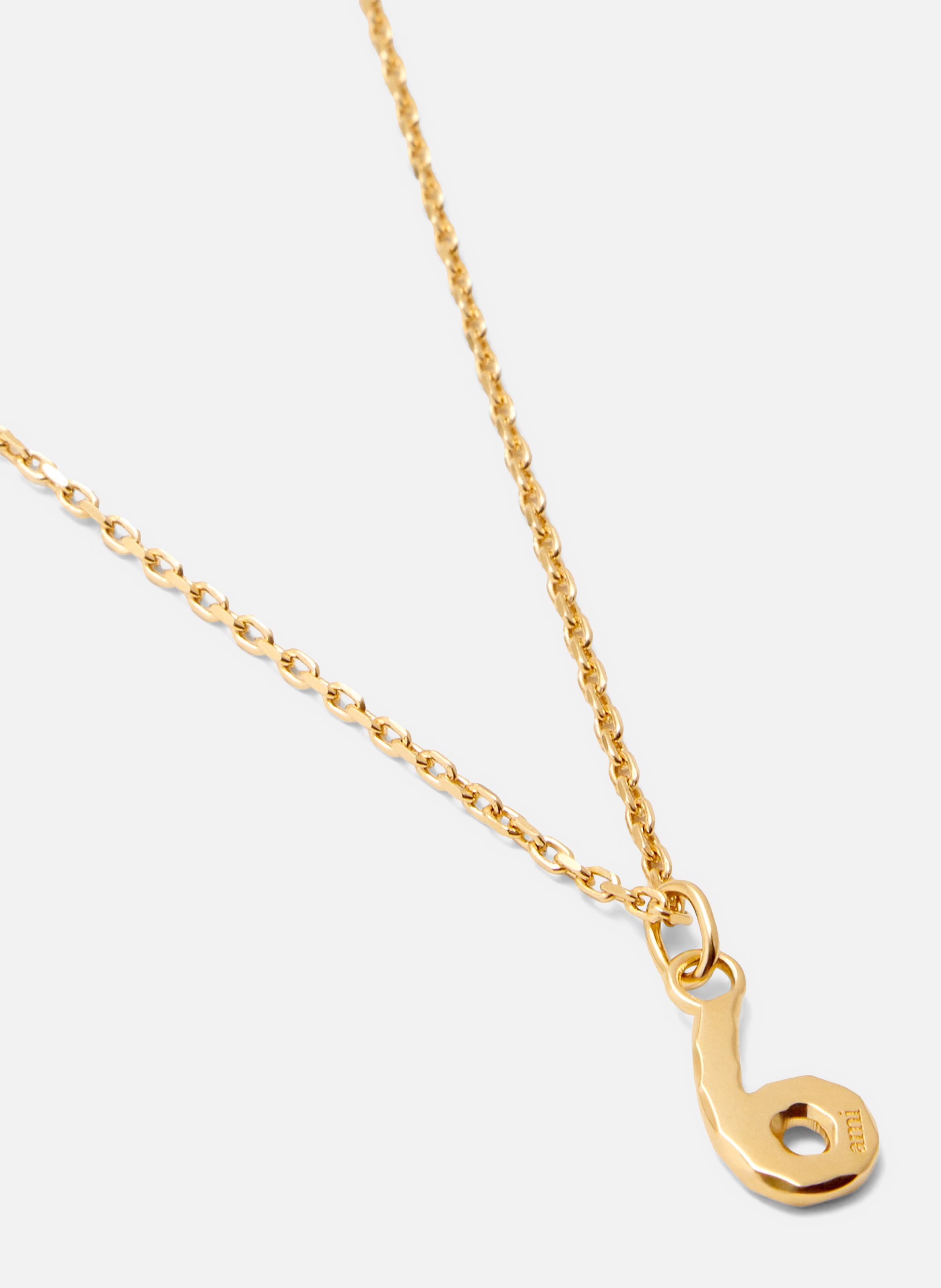 Collier martelé doré pendentif "6" unisexe en laiton AMI PARIS Jaune