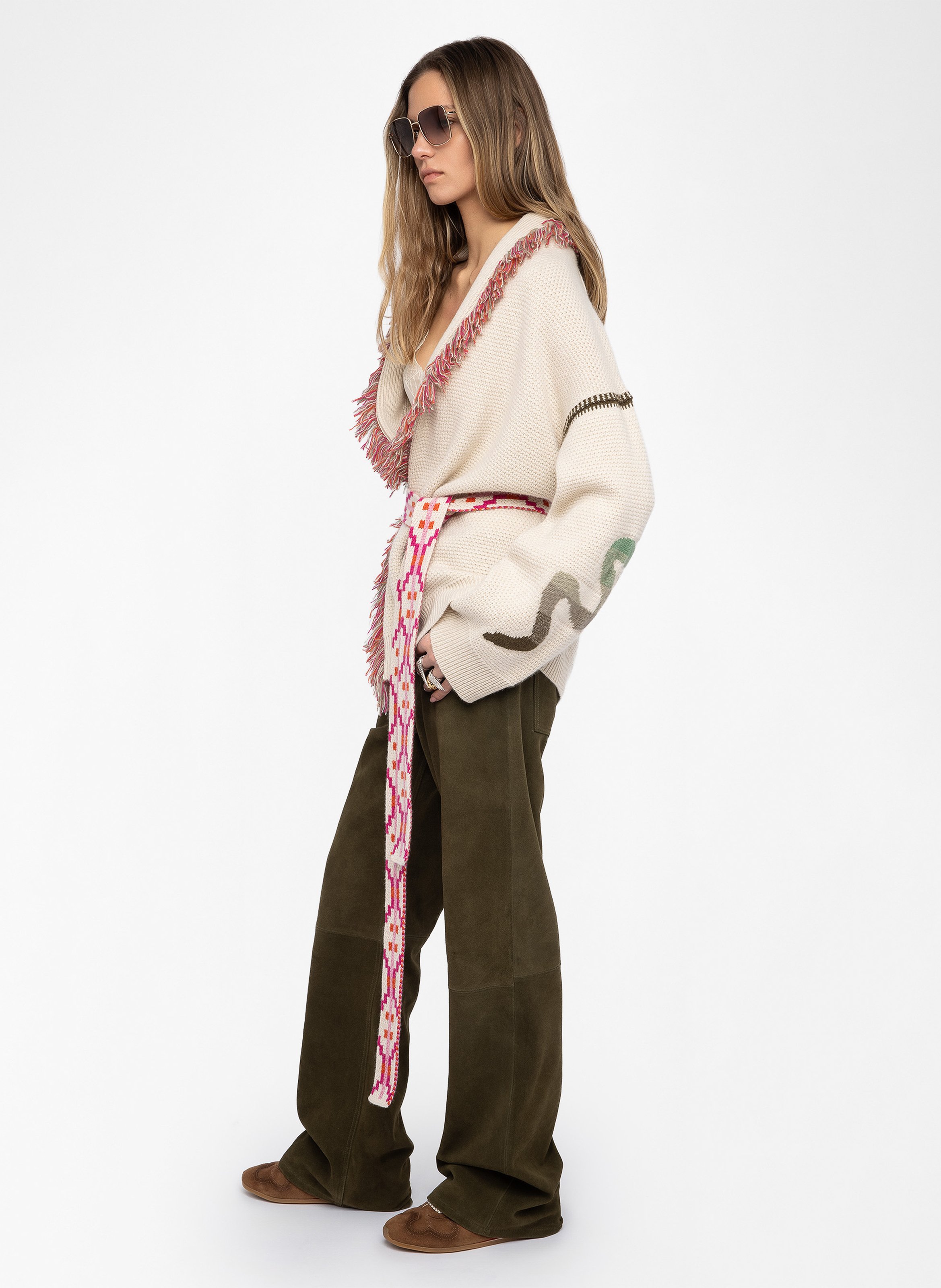 Manteau droit col châle en laine et cachemire alpa ZADIG&VOLTAIRE Beige