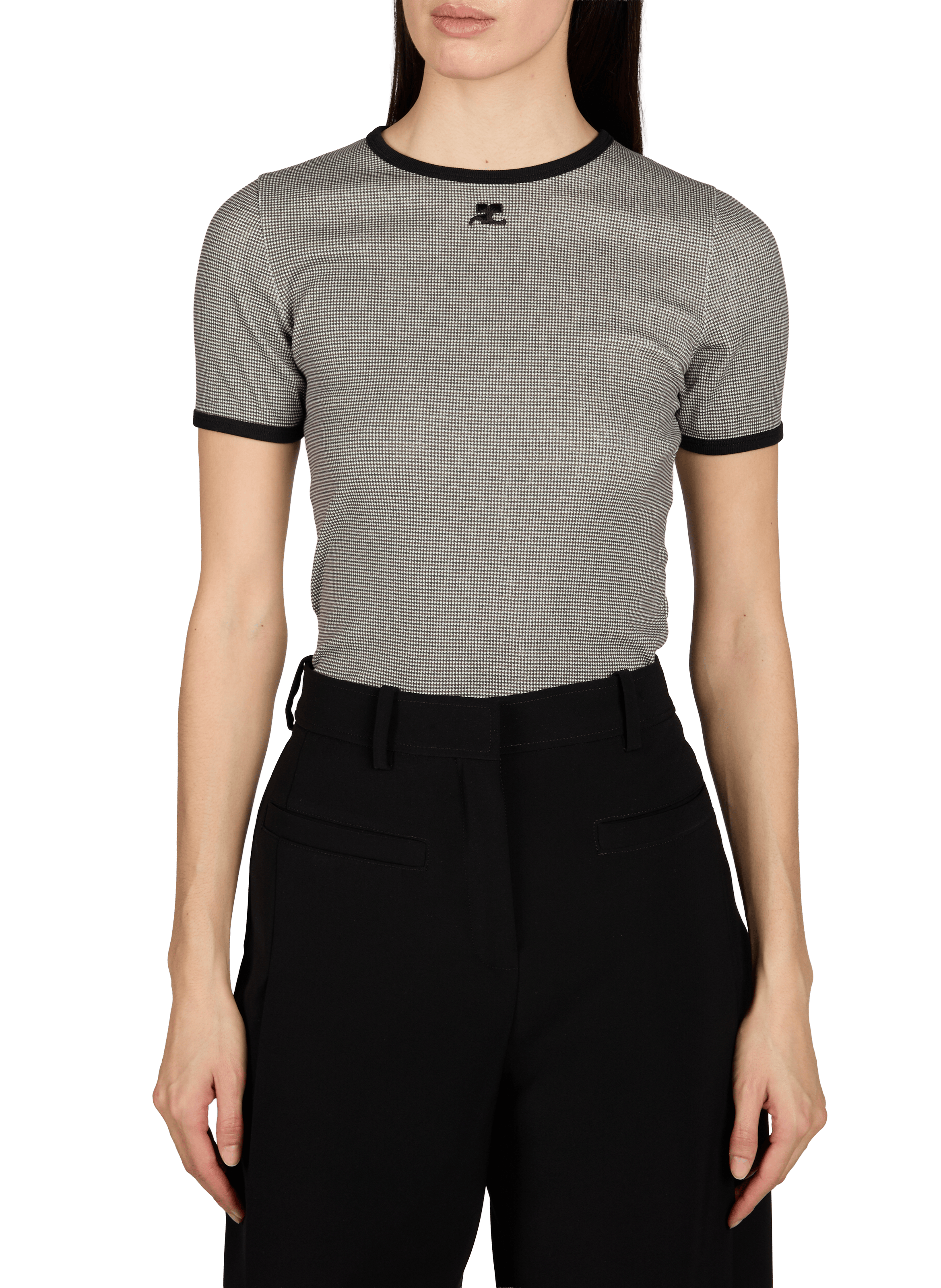 Houndstooth pattern T-shirt COURRÈGES Black