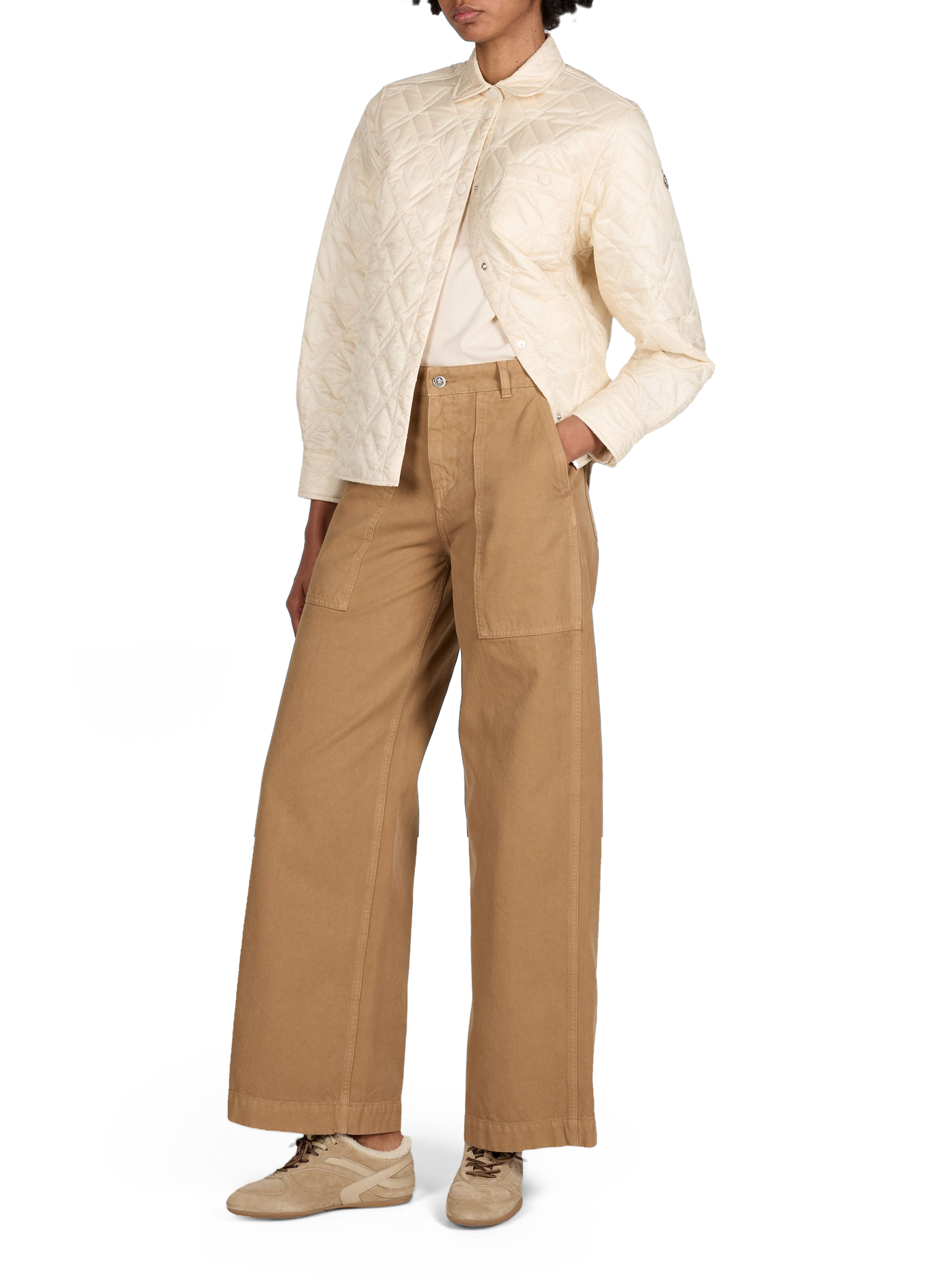 Quilted mixed cotton jacket MONCLER White