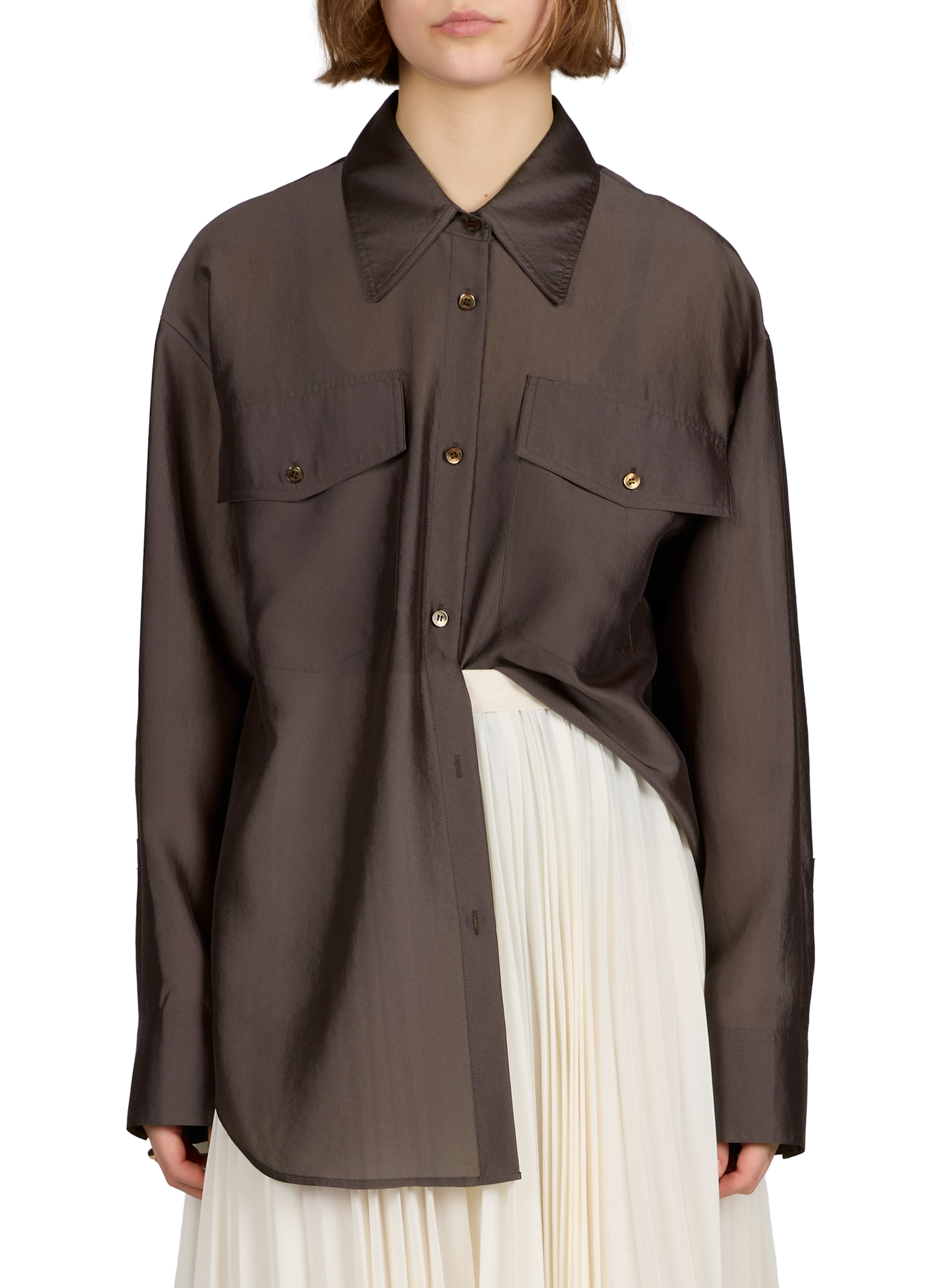 Chemise fluide satinée R2W Marron