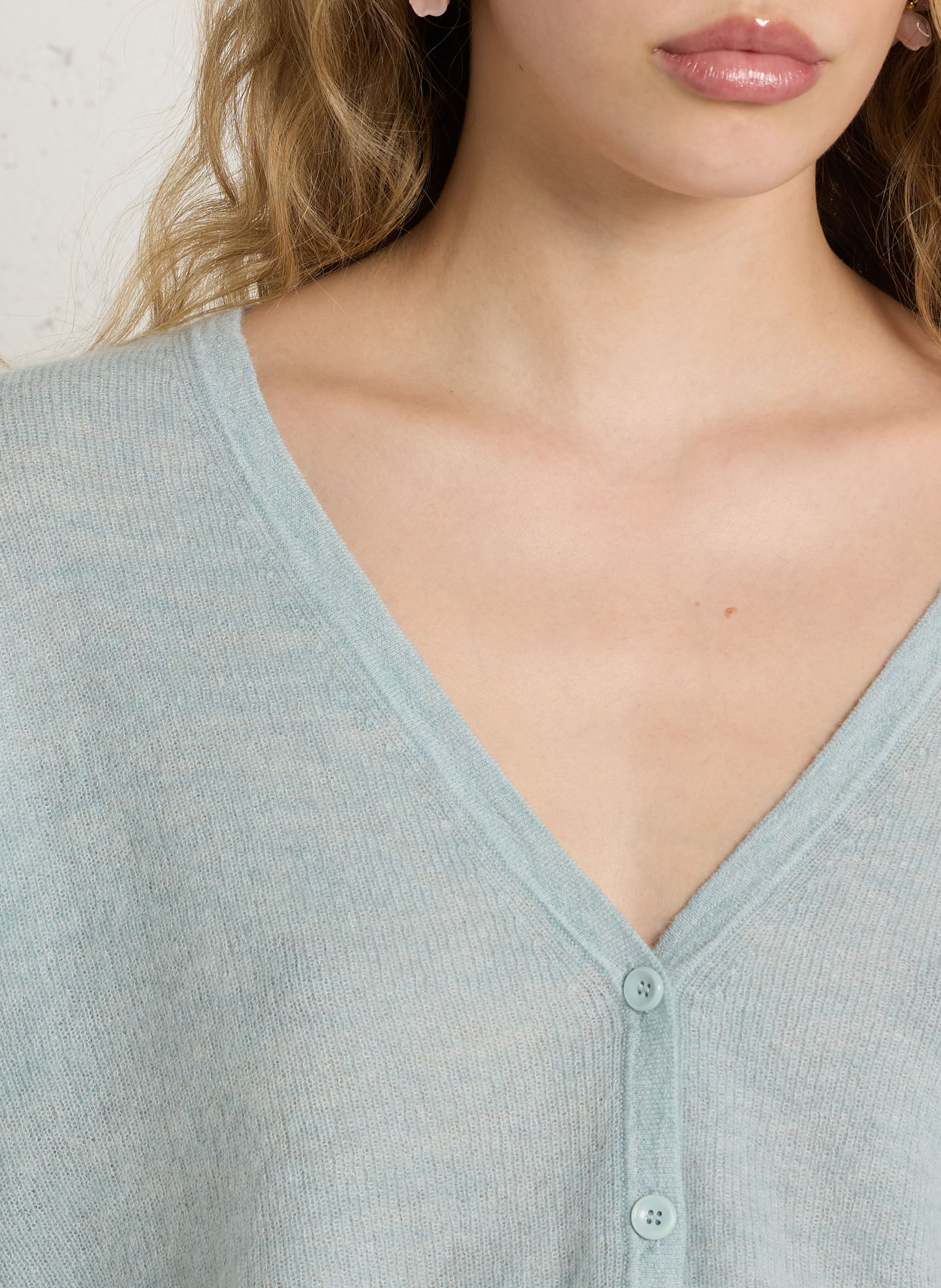 Gilet droit col v en maille paolo MAISON 123 Bleu