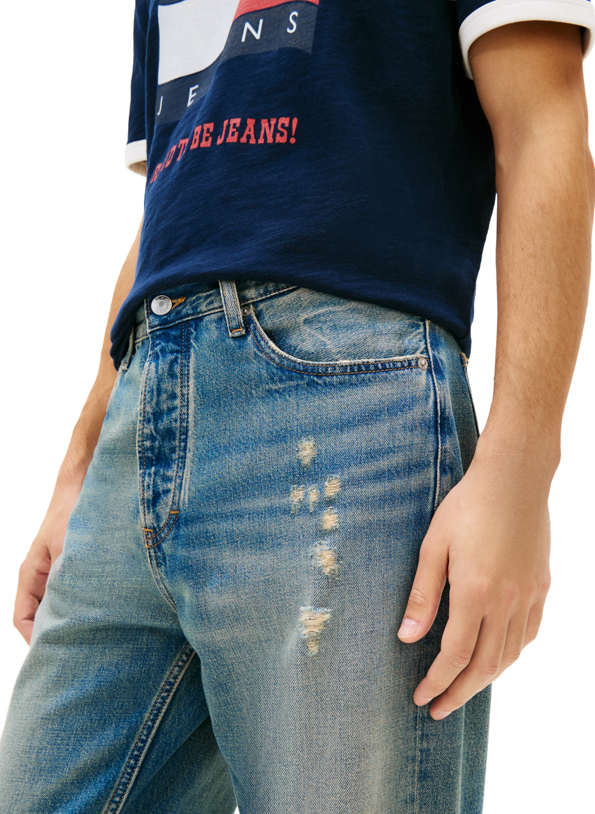 Wide-leg washed denim jeans TOMMY HILFIGER Blue