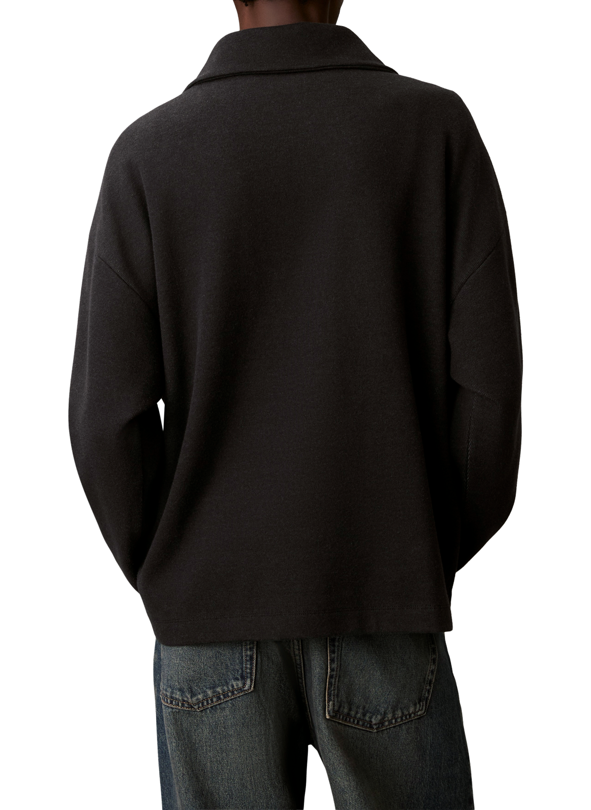 Sweat droit à col zippé en coton mélangé CALVIN KLEIN Noir