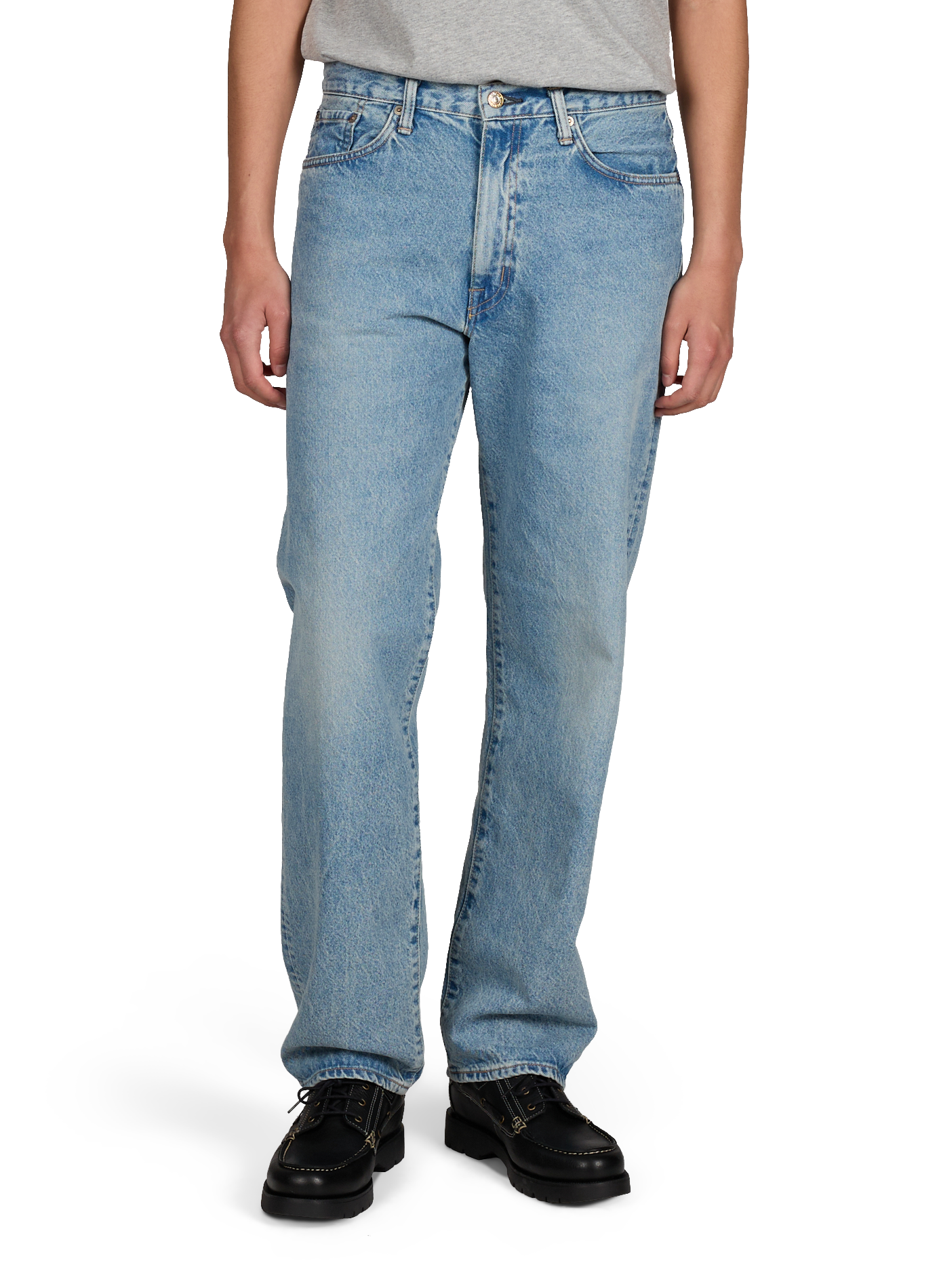 Solid straight-leg cotton jeans EDWIN Blue