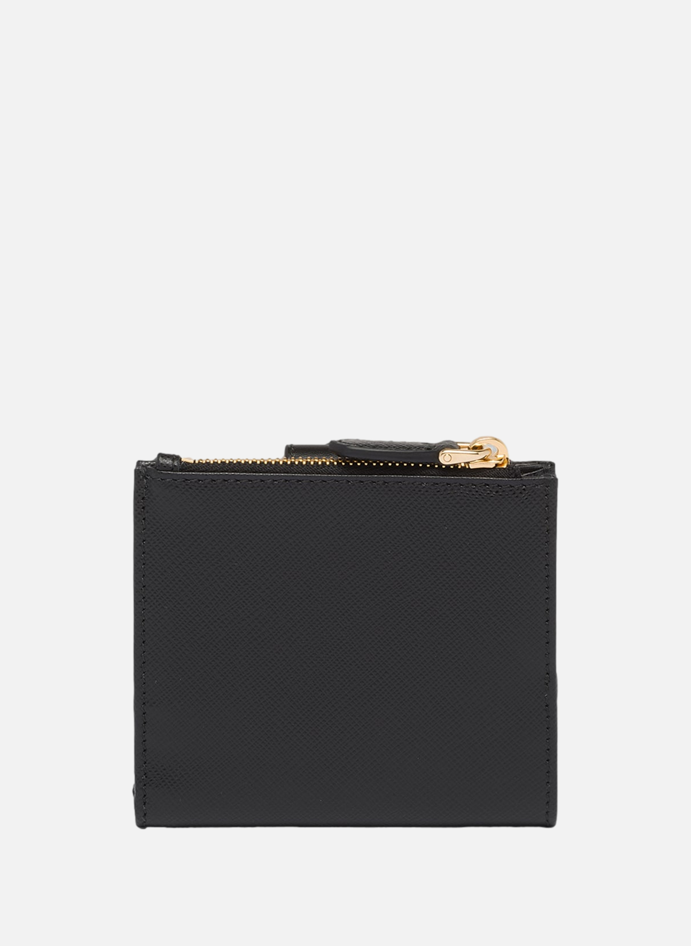 Petit portefeuille en cuir et cuir saffiano PRADA Noir