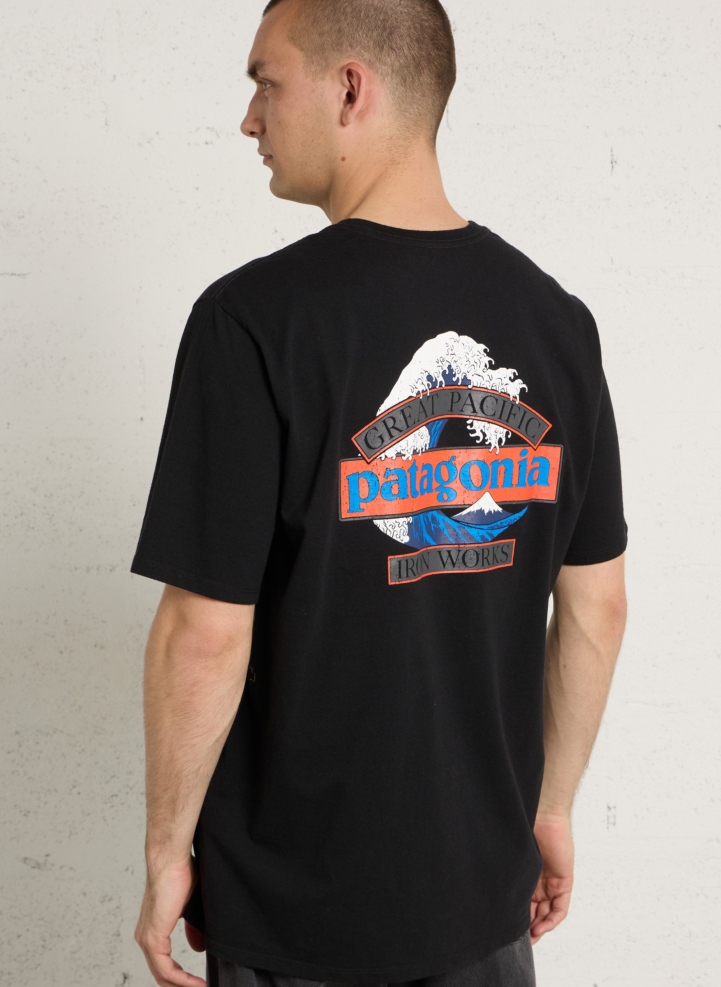 Straight round-neck t-shirt in blended recycled cotton PATAGONIA Black