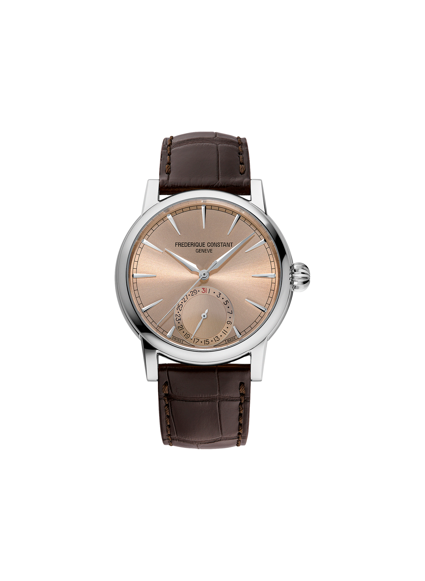 Montre automatique en cuir d'alligator FREDERIQUE CONSTANT Orange