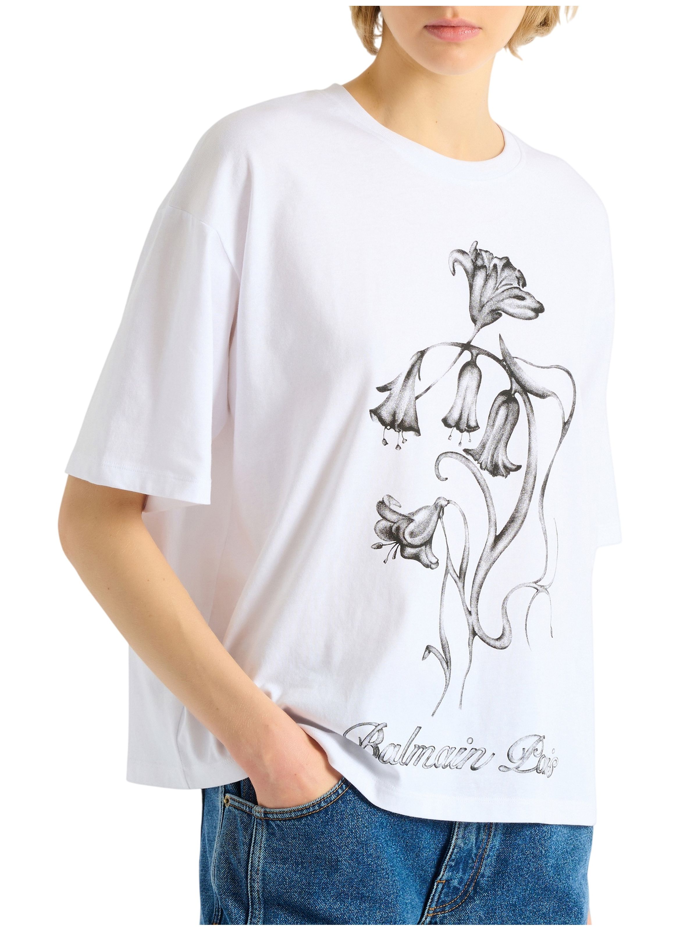 T-shirt balmain flower imprimé BALMAIN Blanc