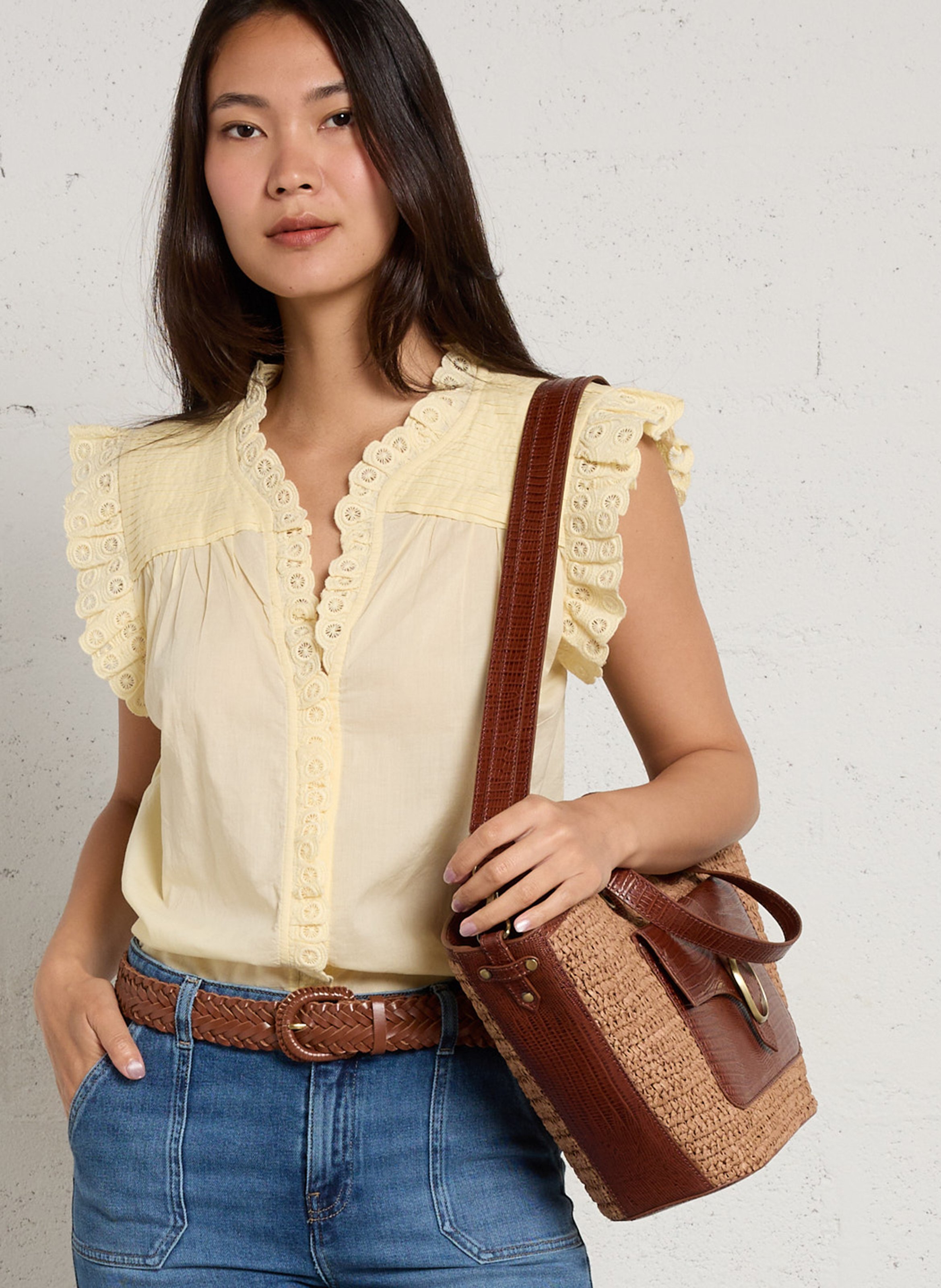 Sac cabas en raphia max MAISON 123 Marron