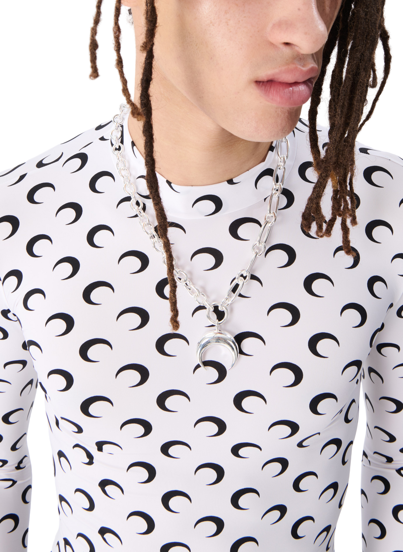 Haut à manches longues en jersey second skin regenerated all over moon MARINE SERRE Blanc