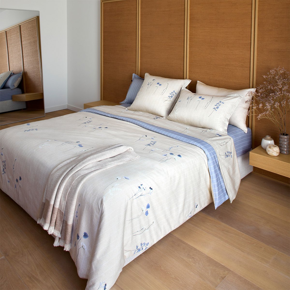 Drap housse en satin de coton, azure mist BOSS HOME Multicolore
